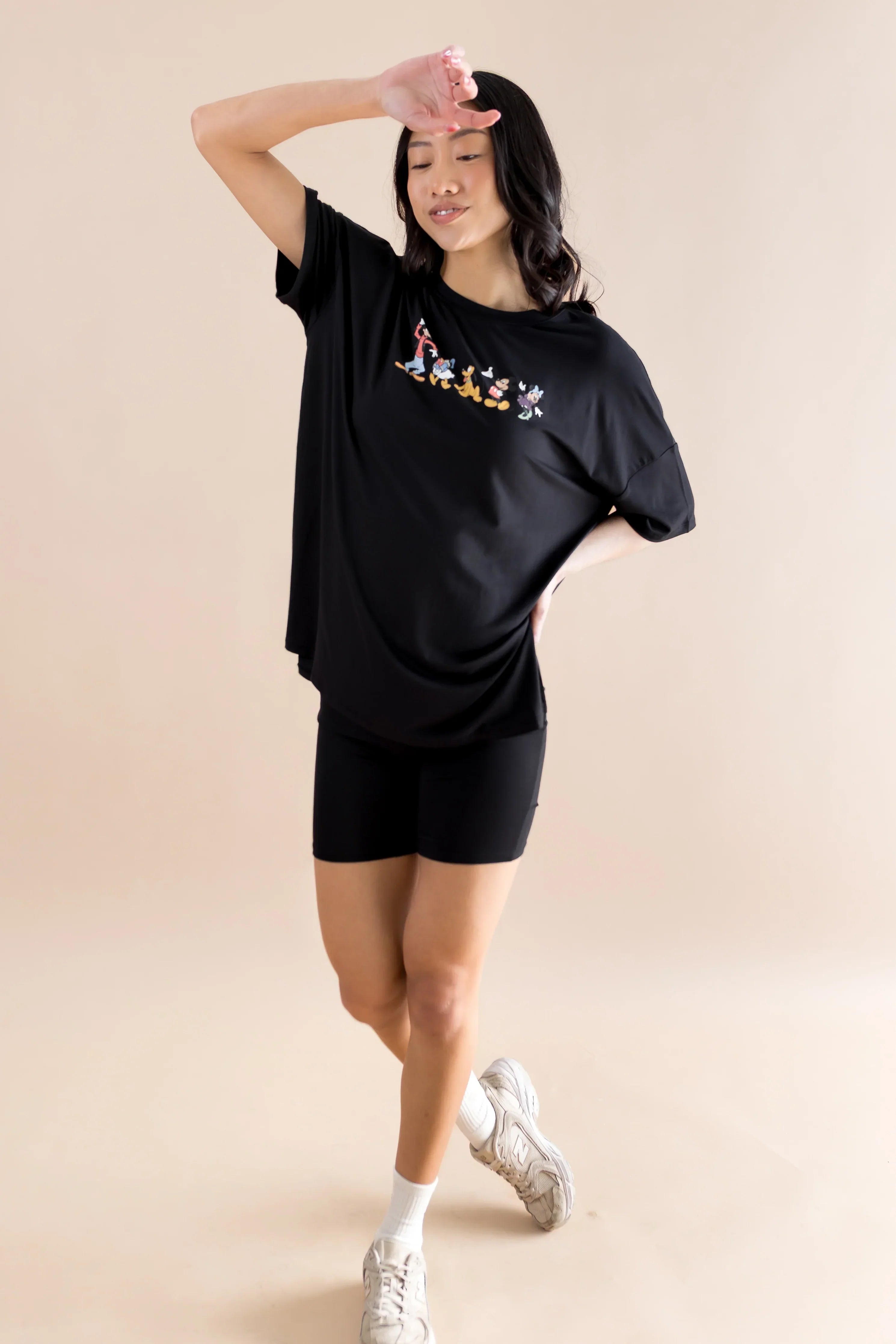 Women’s Biker Short Set in Mickey and Friends on Midnight Secondary image