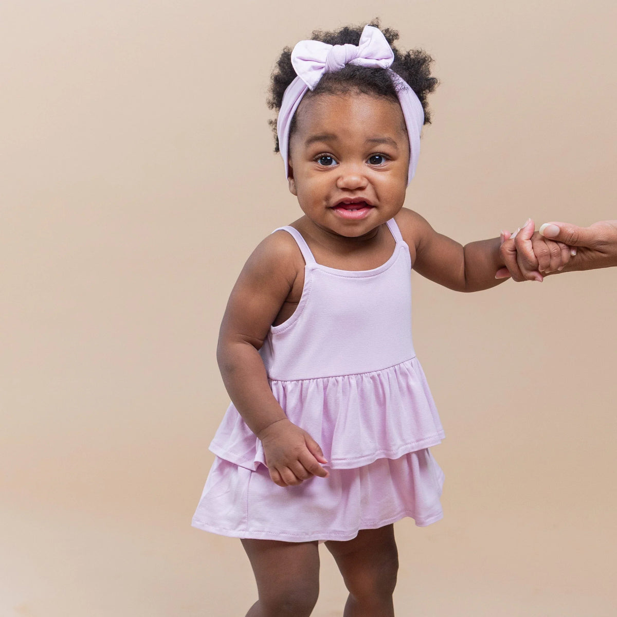 Spaghetti Strap Ruffle Romper in Thistle Main image