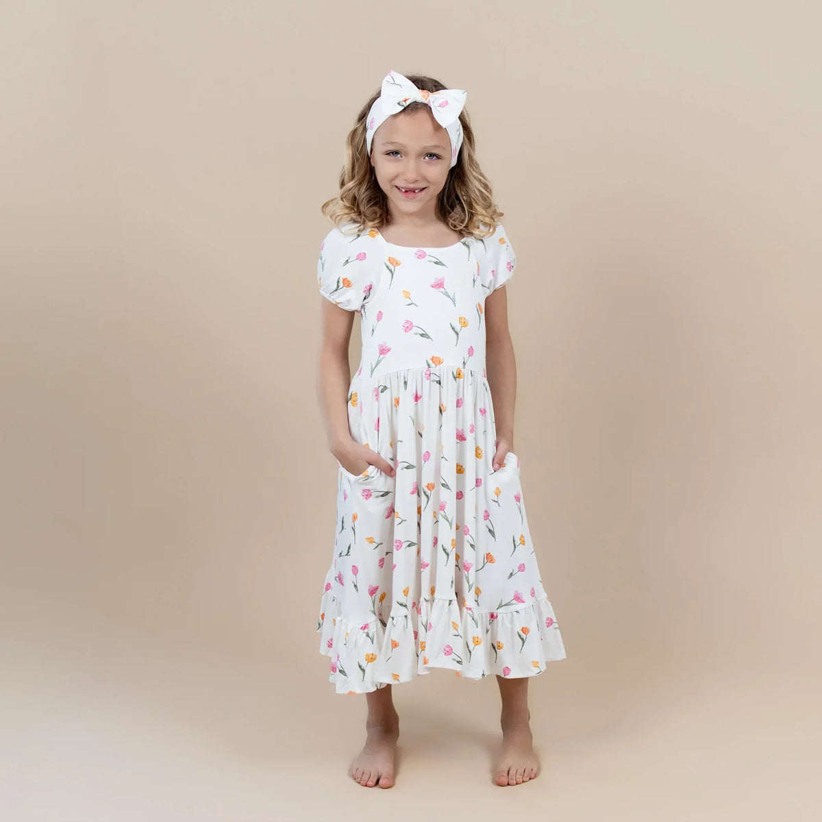 Puff Sleeve Twirl Dress in Tulip Main image