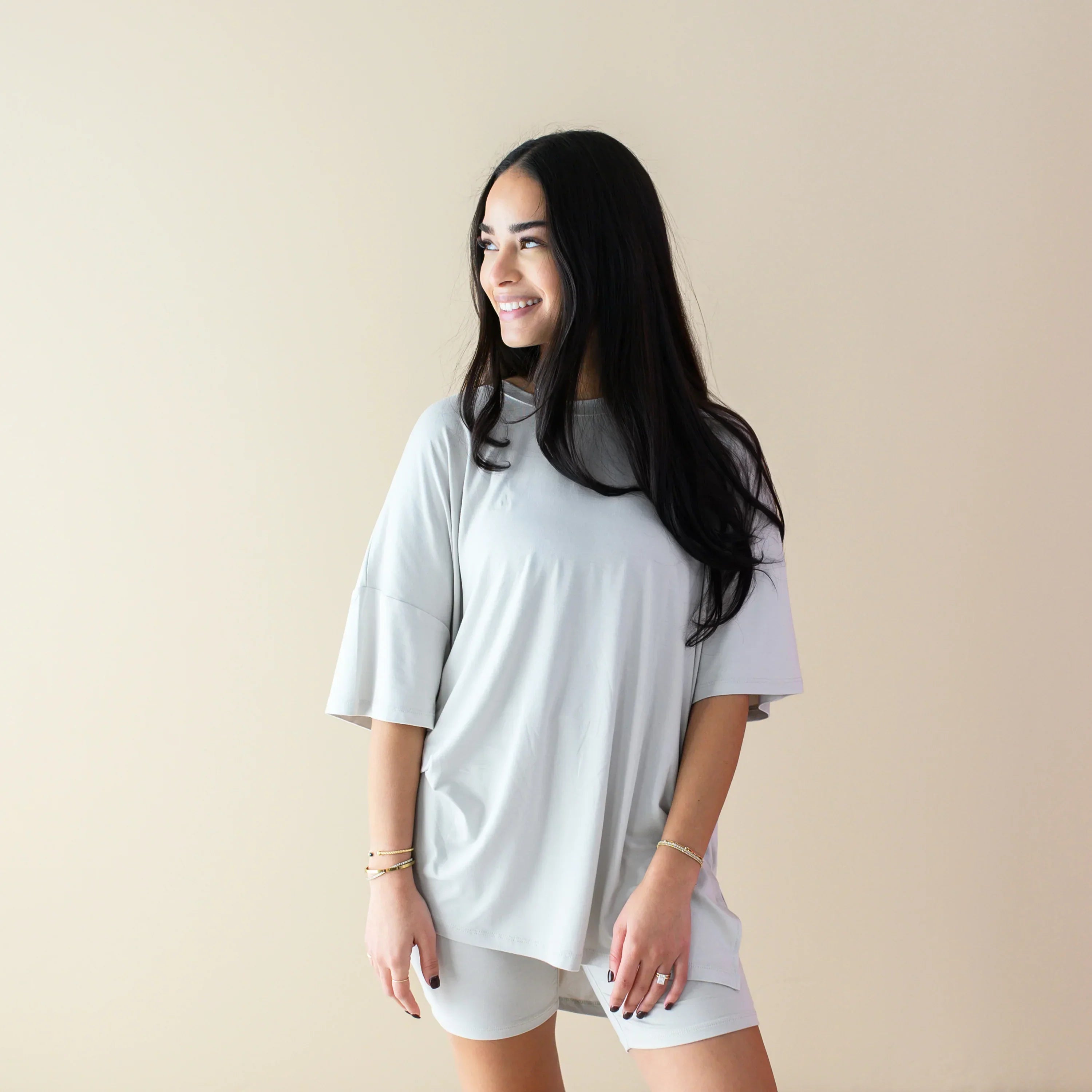 Women’s Biker Short Set in Oat Secondary image