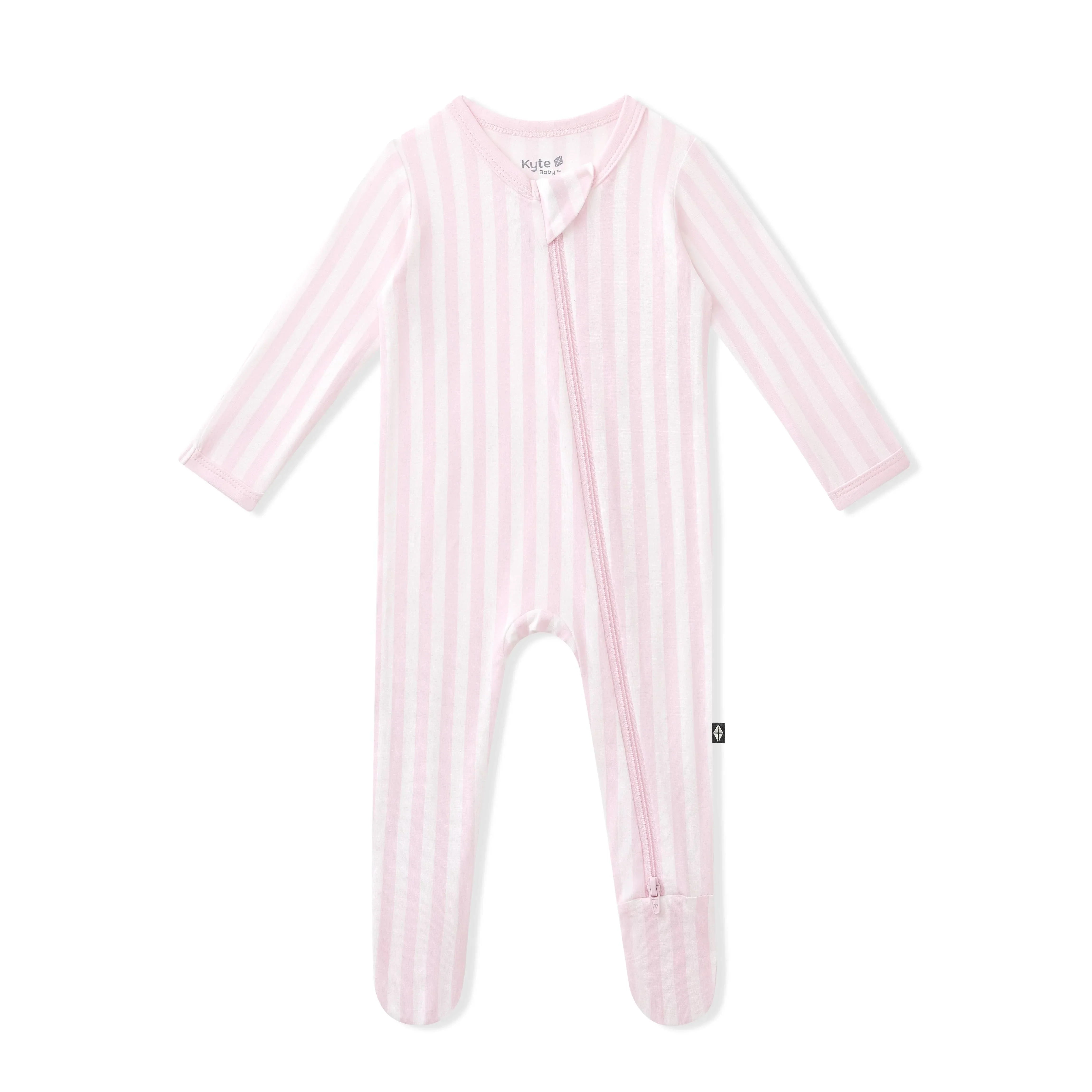 Zippered Footie in Small Sakura Stripe Secondary image