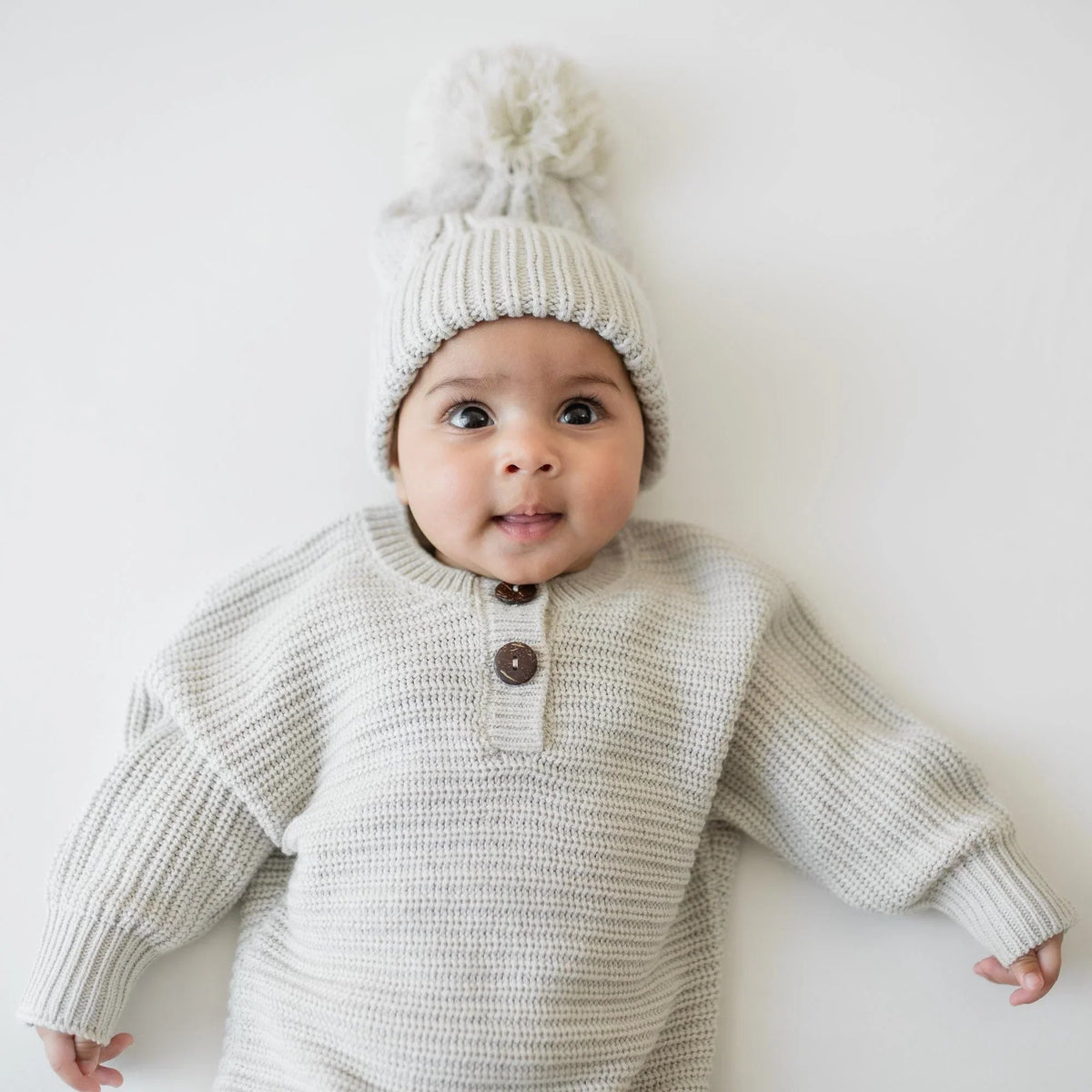 Chunky Cable Knit Beanie in Oat Main image