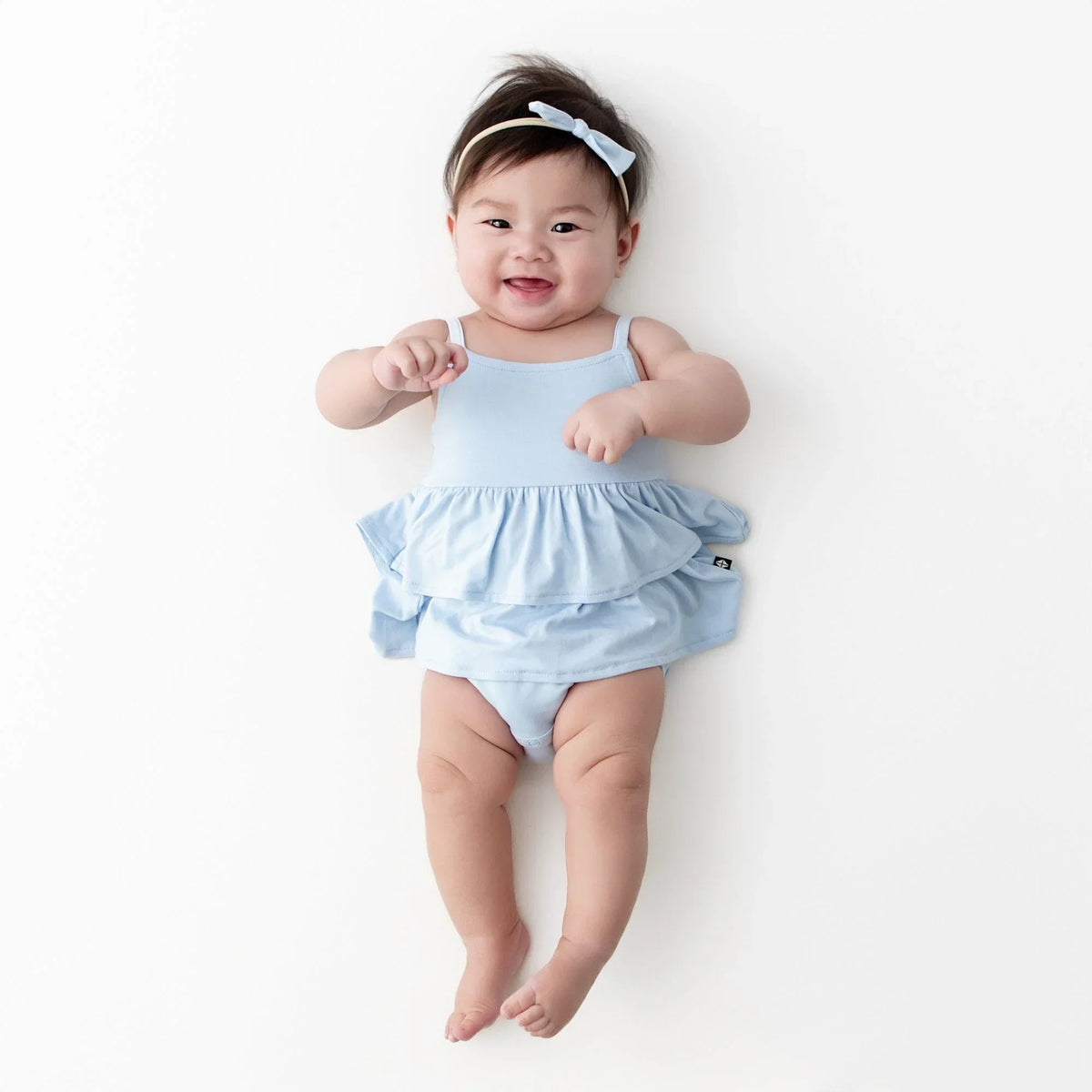 Spaghetti Strap Ruffle Romper in Breeze Main image