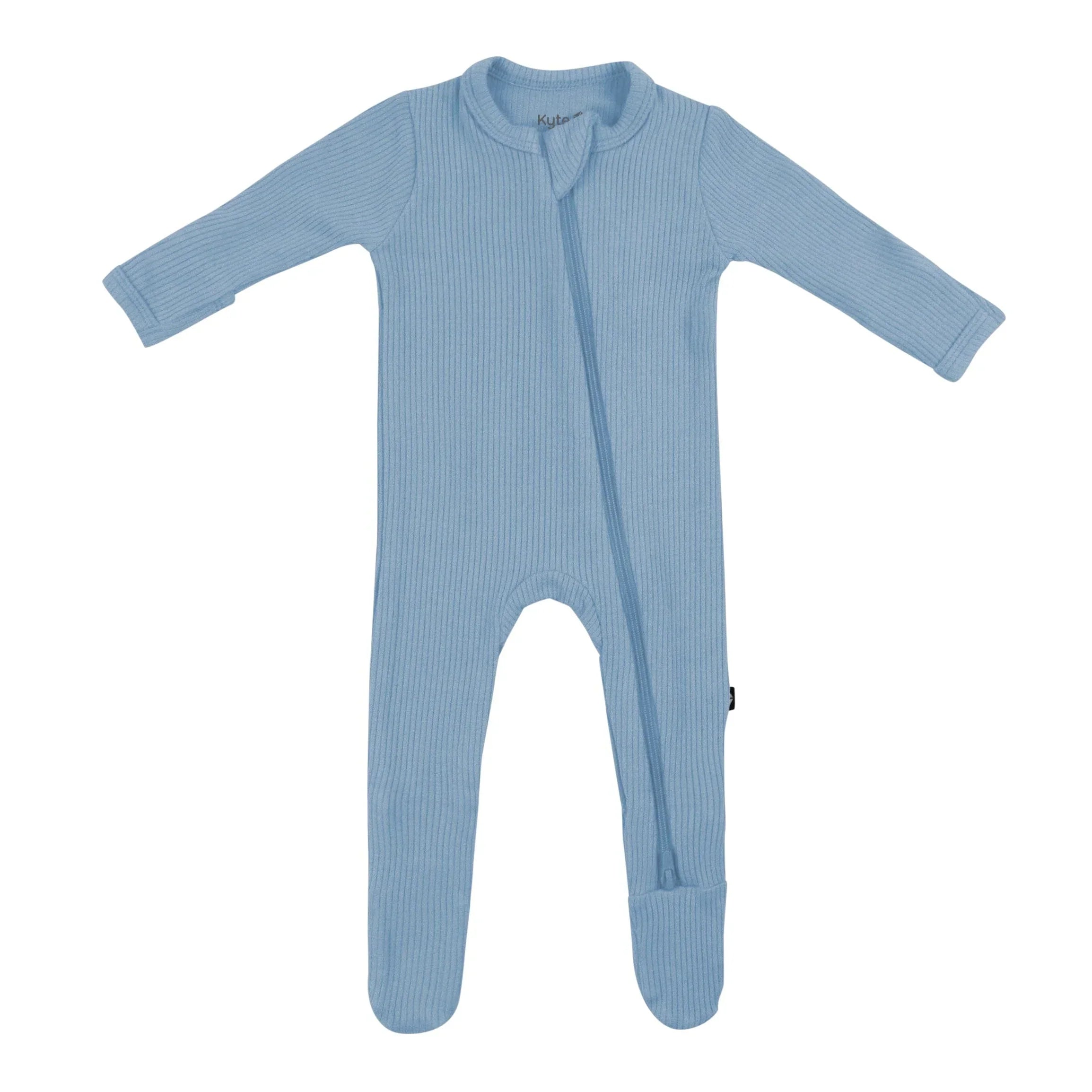 Ribbed Zipper Footie in Slate Secondary image
