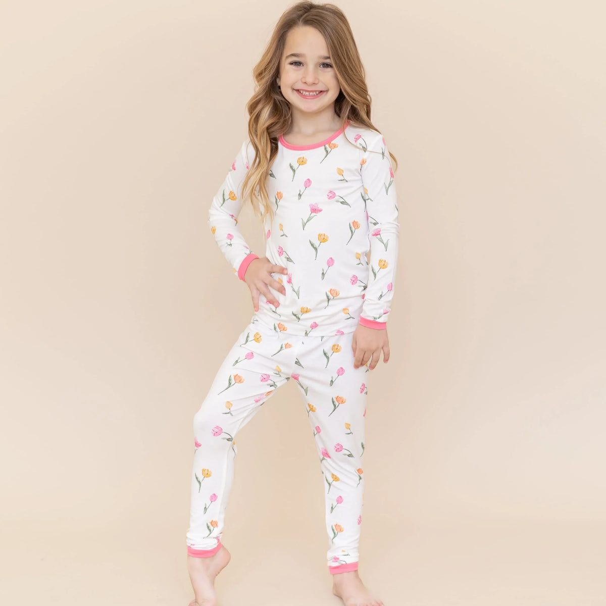 Long Sleeve Pajamas in Tulip Main image