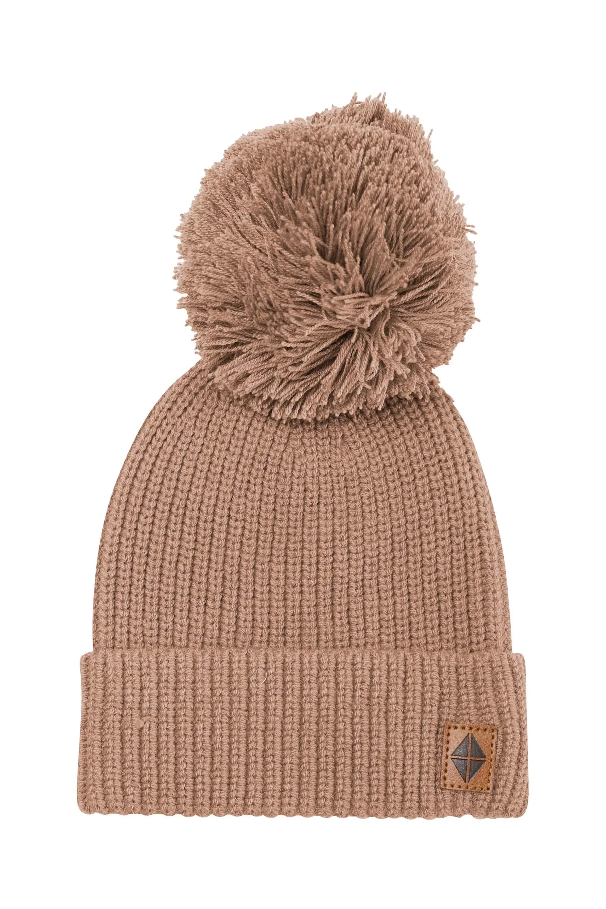 Chunky Knit Pom Beanie in Latte Secondary image