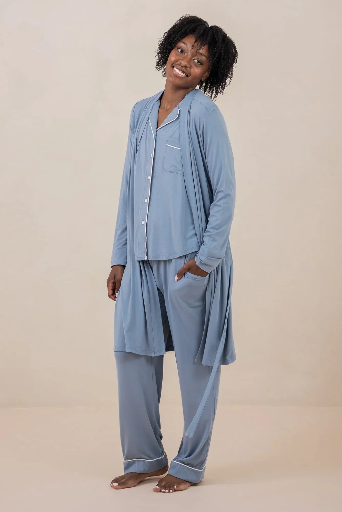 Women's Lounge Robe in Slate Secondary image