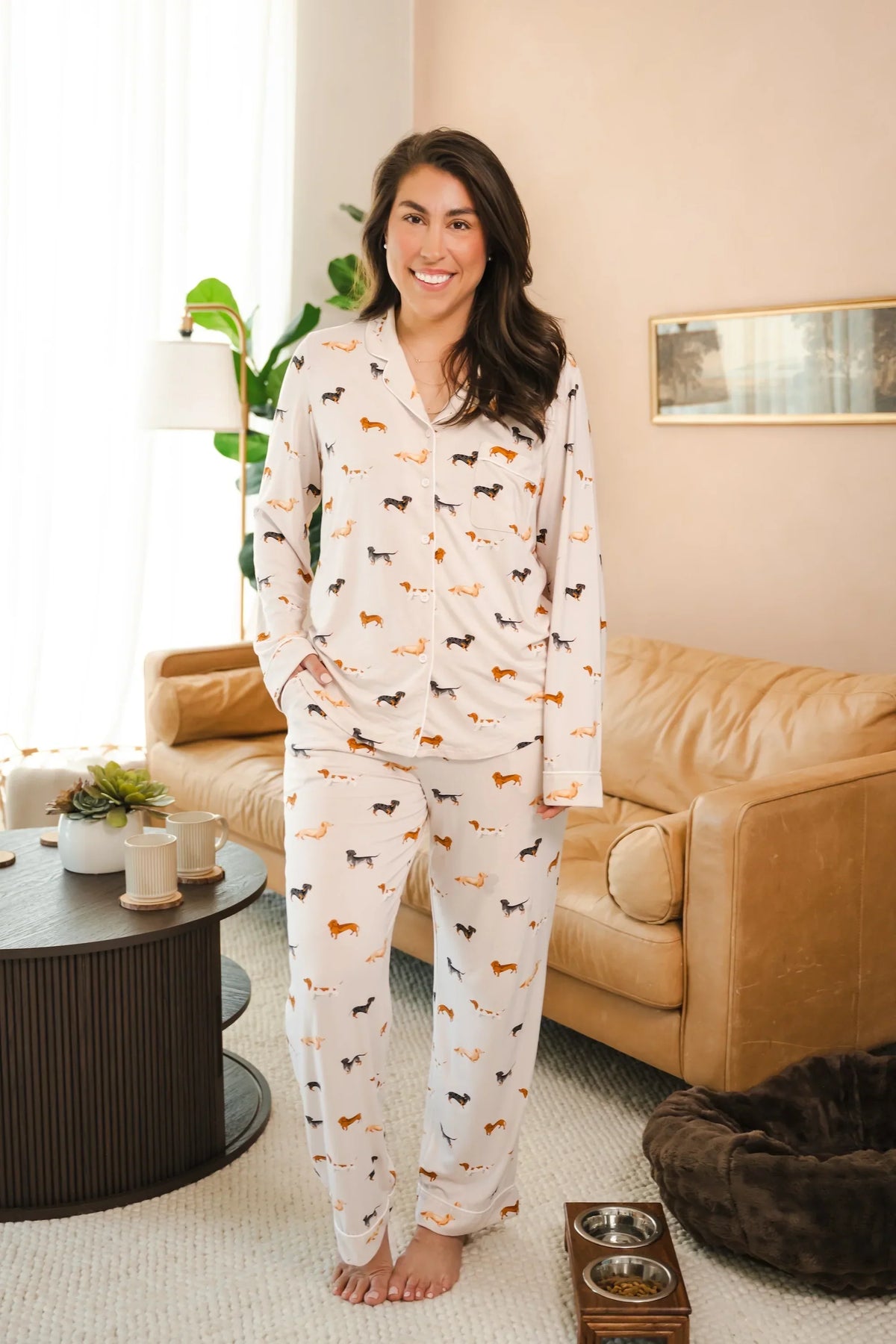 Long-Sleeved Women's Pajama Set in Dachshund Main image