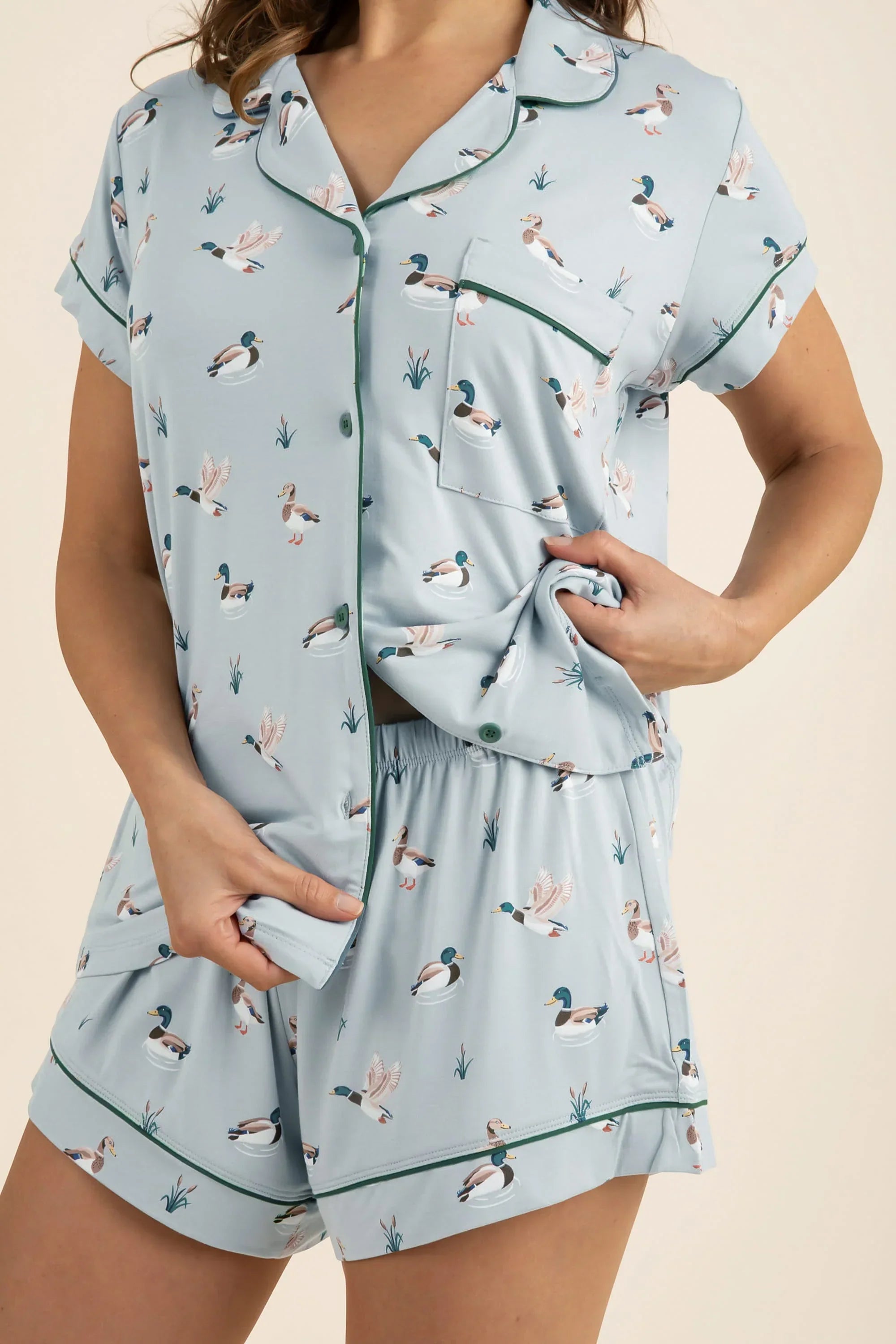 Women's Short Sleeve Pajama Set in Mallard Duck Secondary image