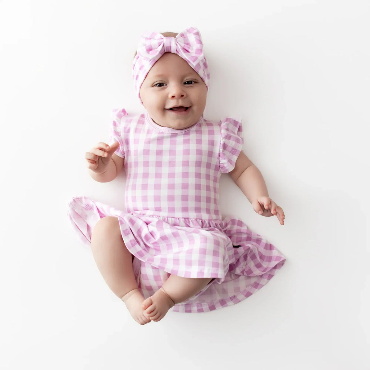 Twirl Bodysuit Dress in Gingham Thistle Main image