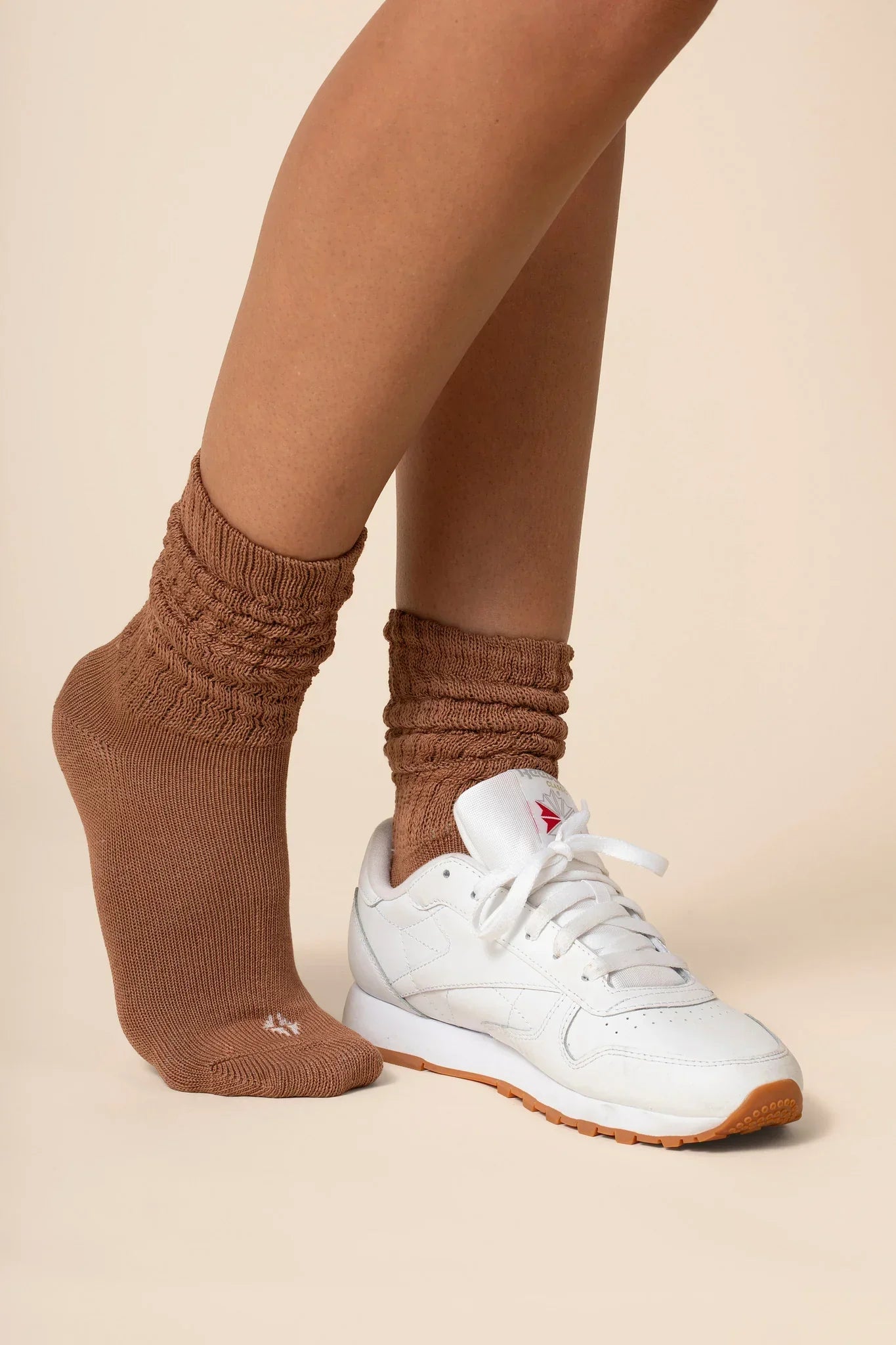 Adult Scrunch Socks in Latte Secondary image