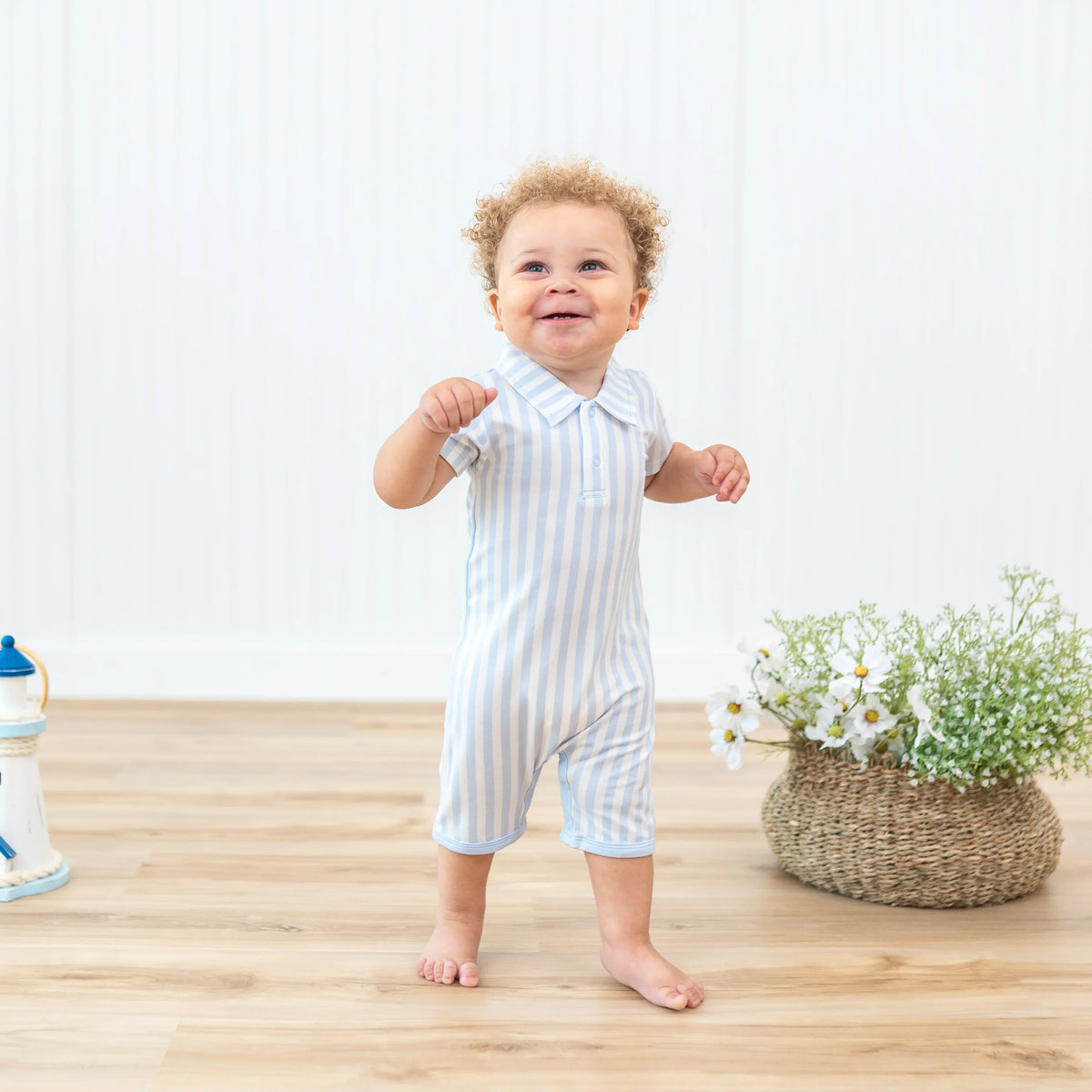 Polo Shortall in Small Mist Stripe Main image