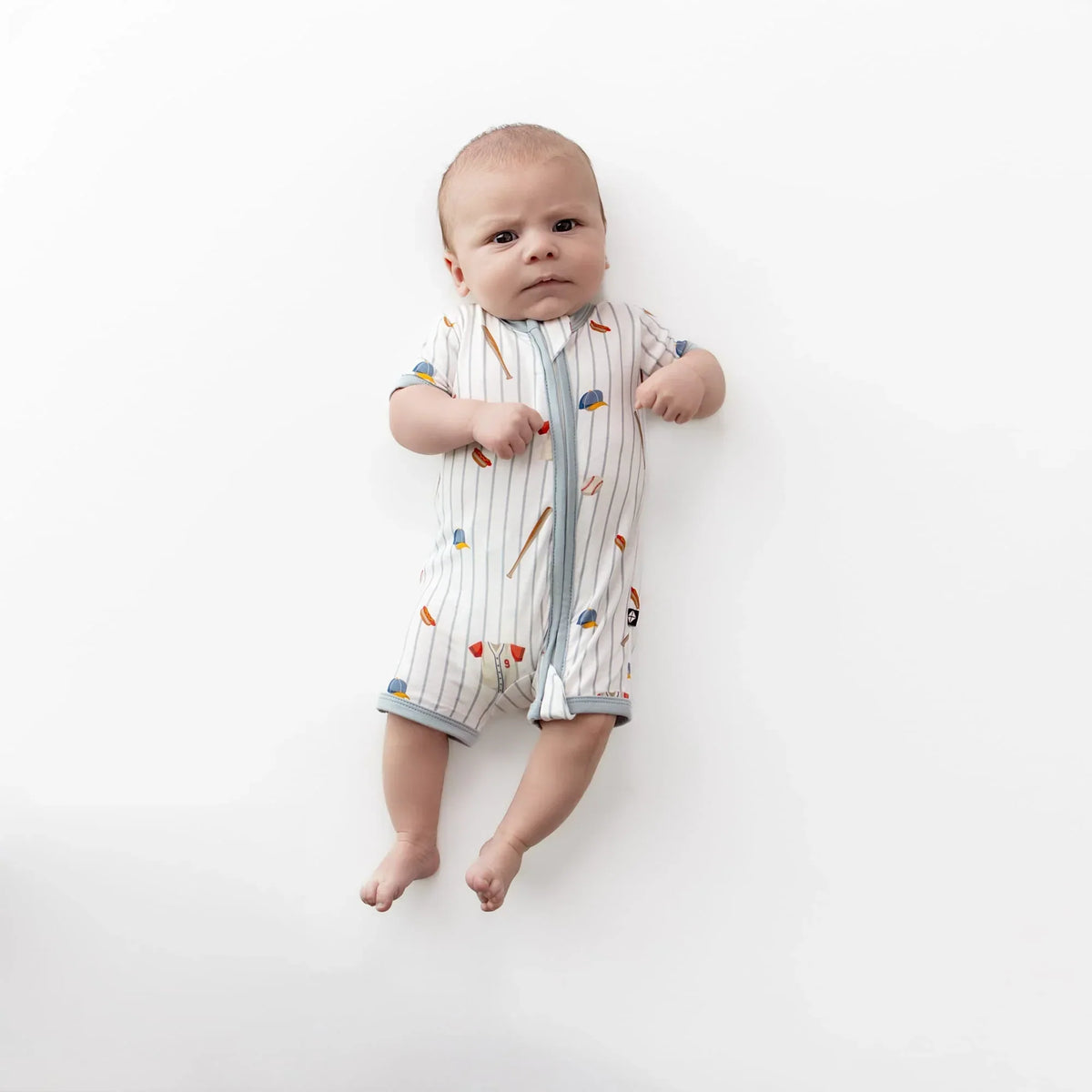 Zipper Shortall Romper in Home Run Main image