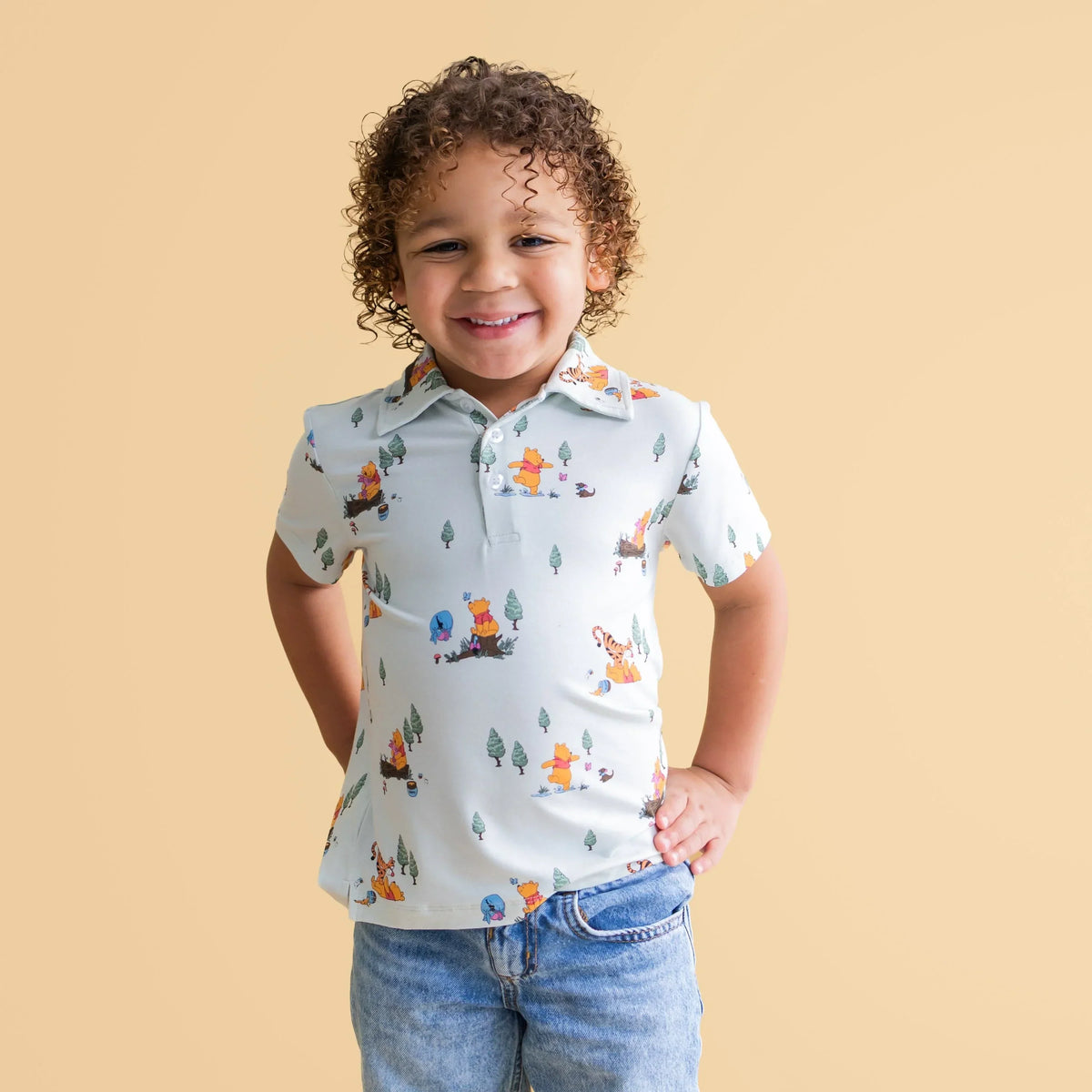 Toddler Short Sleeve Polo in Winnie the Pooh Hundred Acre Wood Main image