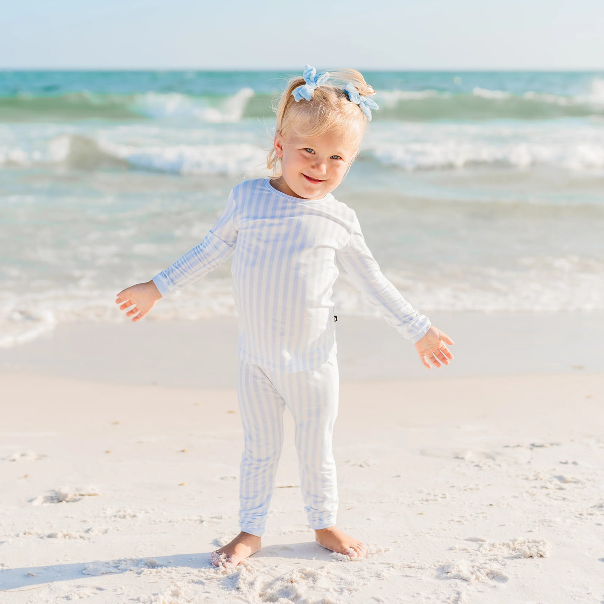 Long Sleeve Pajamas in Small Mist Stripe Main image