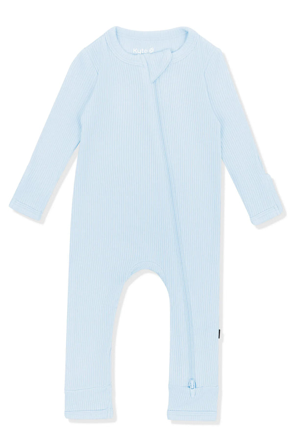 Ribbed Zipper Romper in Breeze