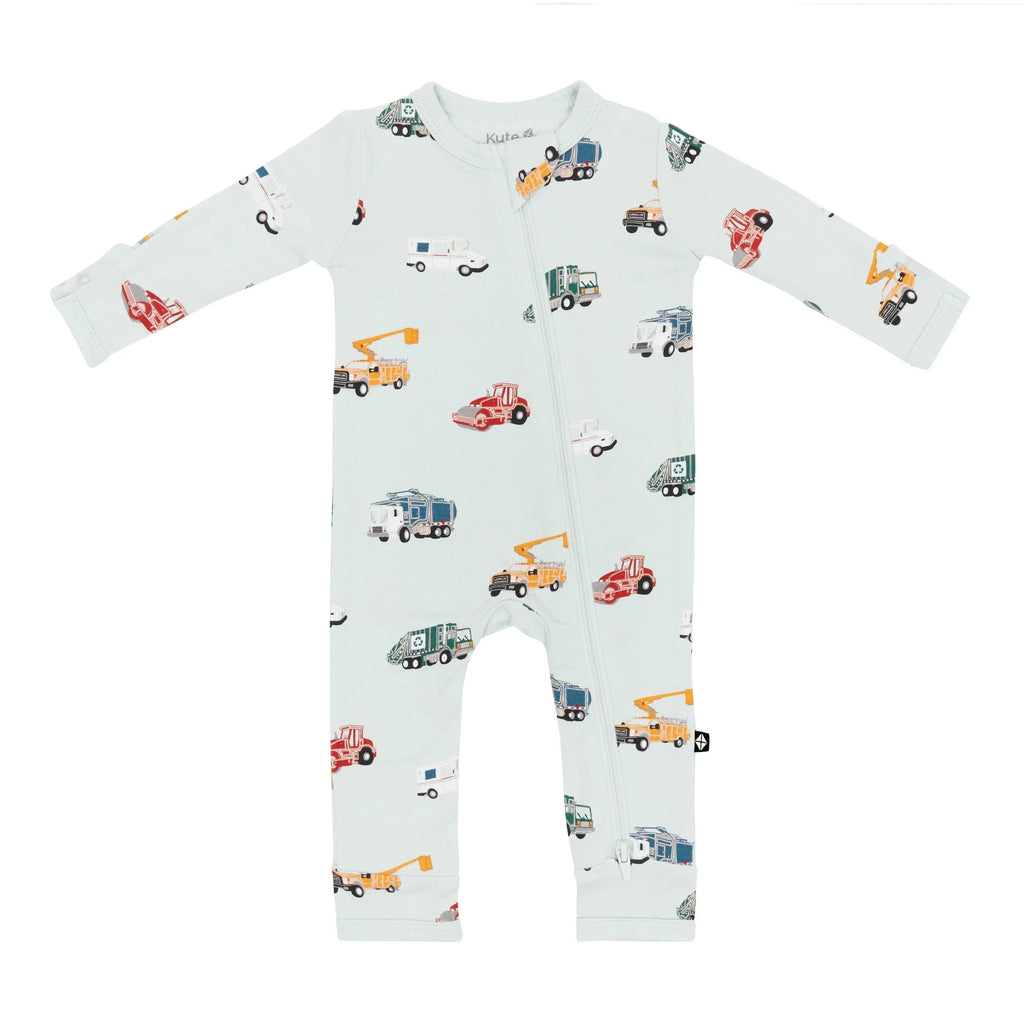 Zippered Romper in City Vehicles