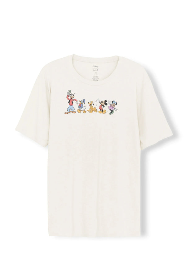 Men's Crew Neck Tee in Mickey and Friends on Ecru