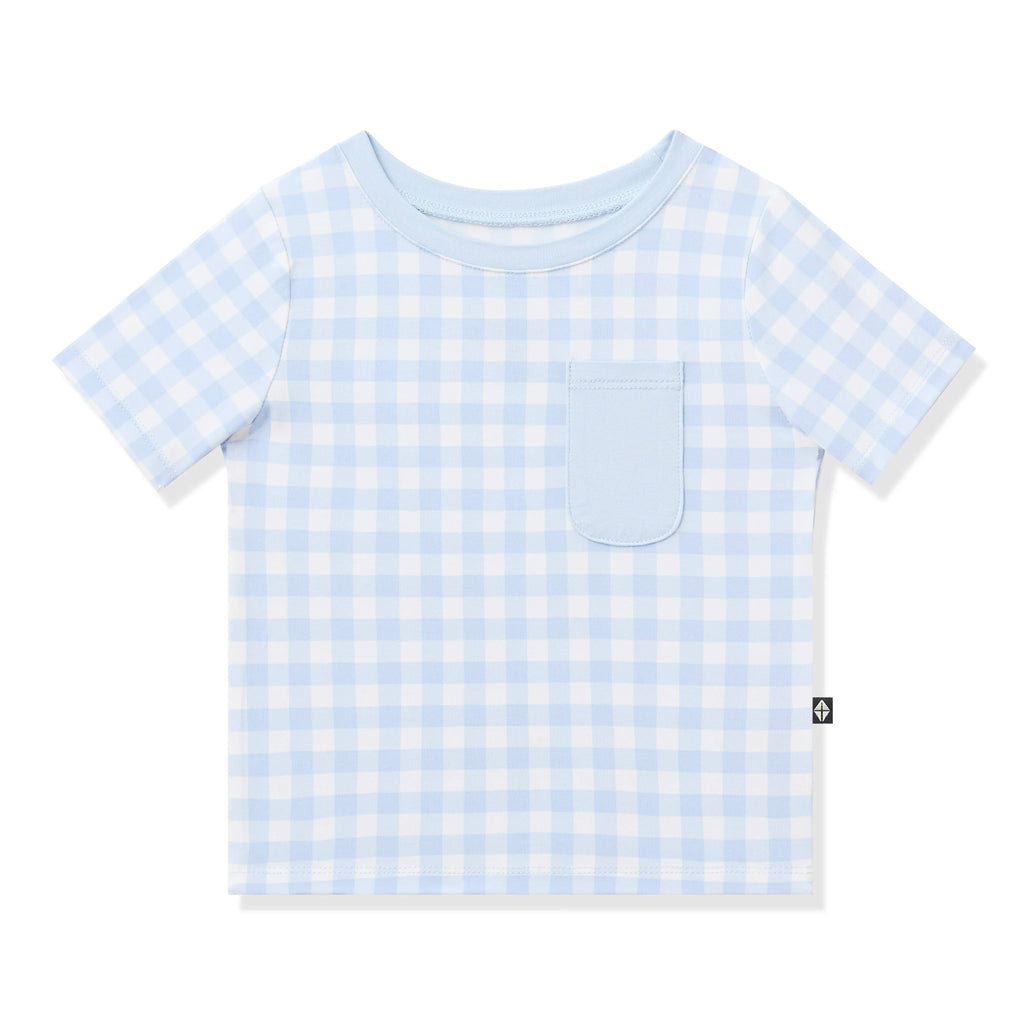 Toddler Crew Neck Tee in Gingham Breeze