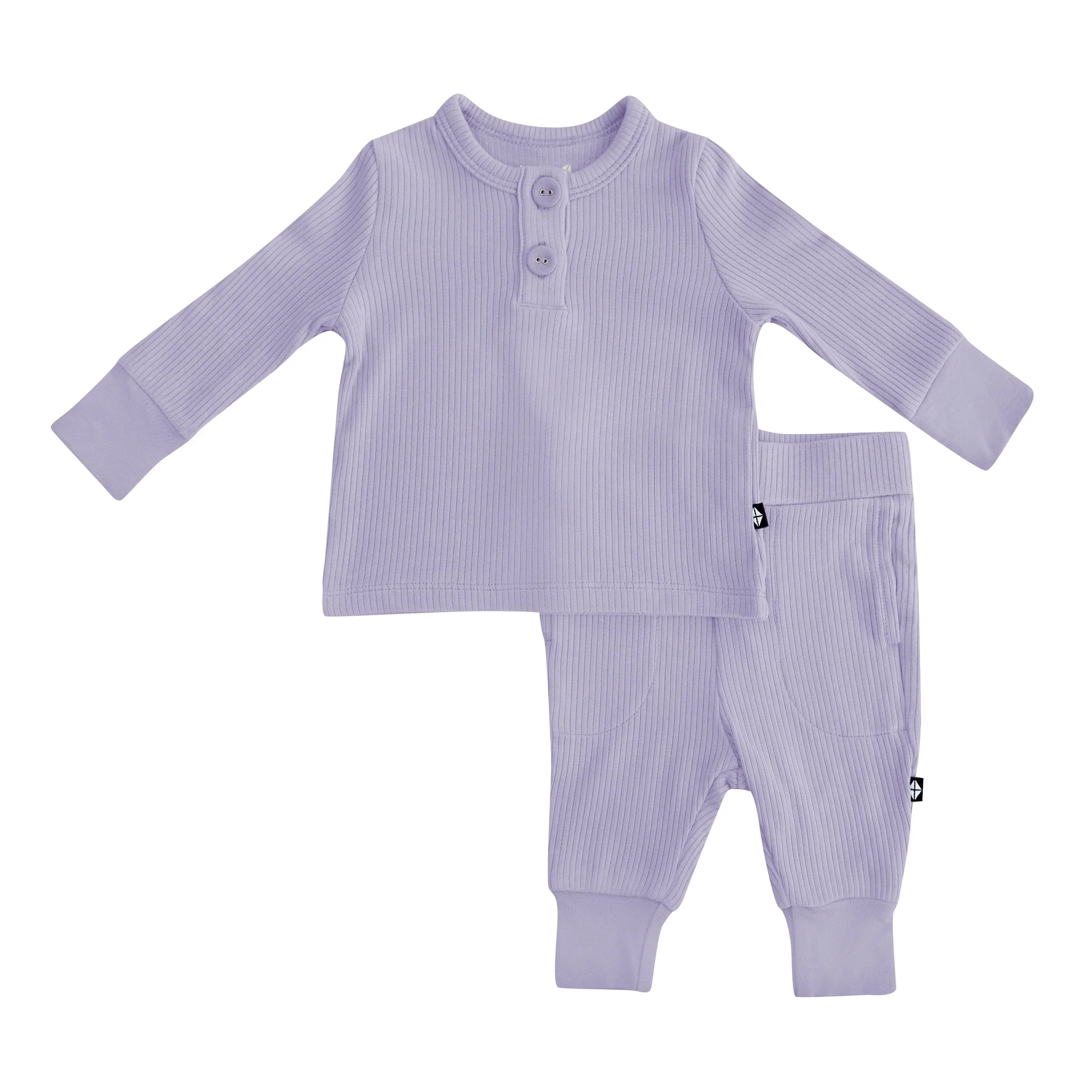 Ribbed Infant Henley Set in Taro Secondary image