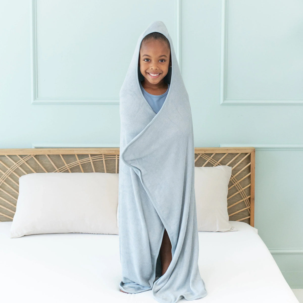 Toddler Hooded Bath Towel in Fog Main image