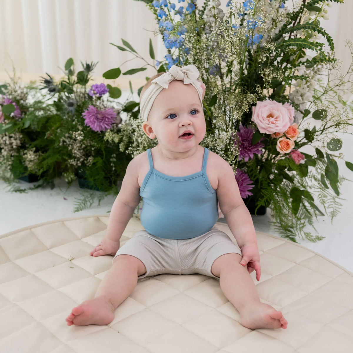 Ribbed Toddler Biker Shorts in Oat