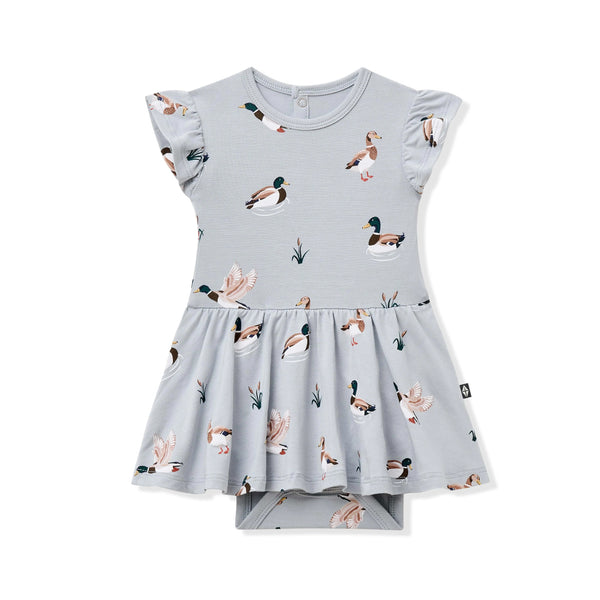 Twirl Bodysuit Dress in Mallard Duck