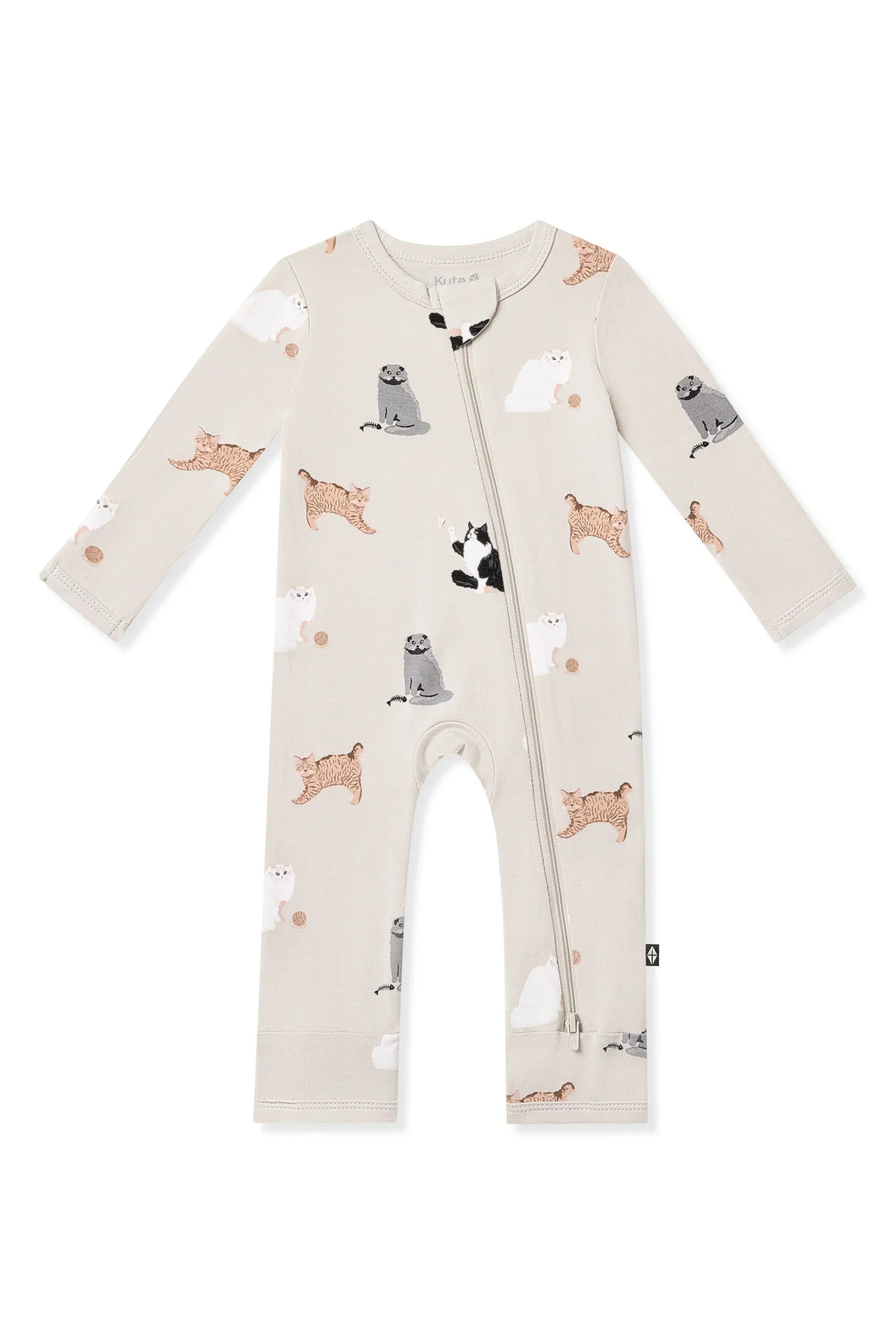 Zippered Romper in Fluffy Cat Secondary image