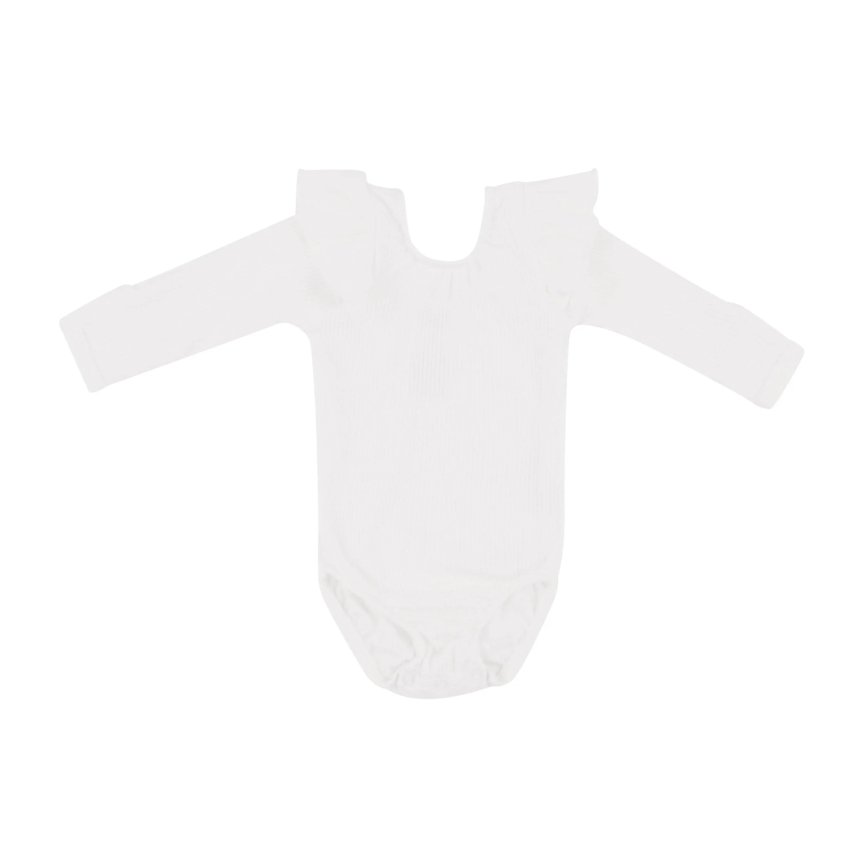 Ribbed Long Sleeve Ruffle Leotard in Cloud Secondary image