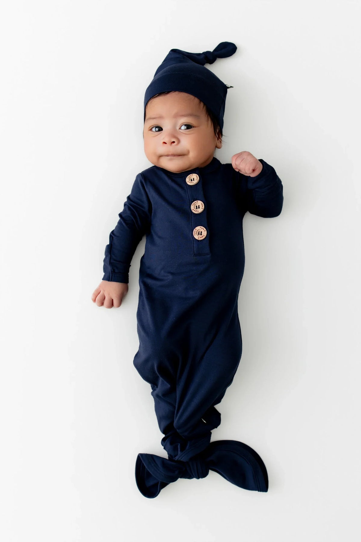 Knotted Gown with Hat Set in Navy Main image