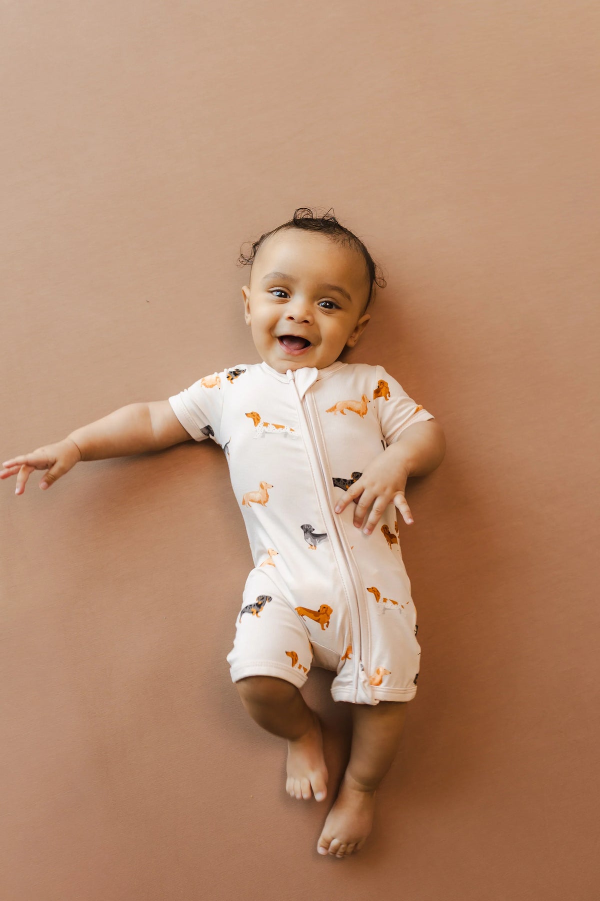 Zipper Shortall Romper in Dachshund Main image