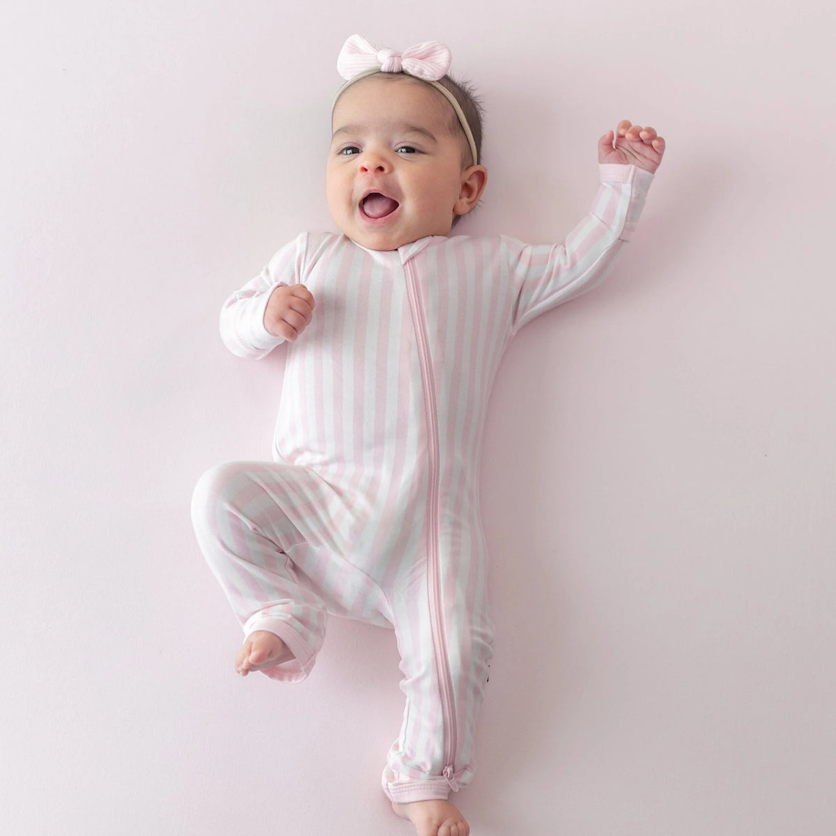 Zippered Romper in Small Sakura Stripe Main image