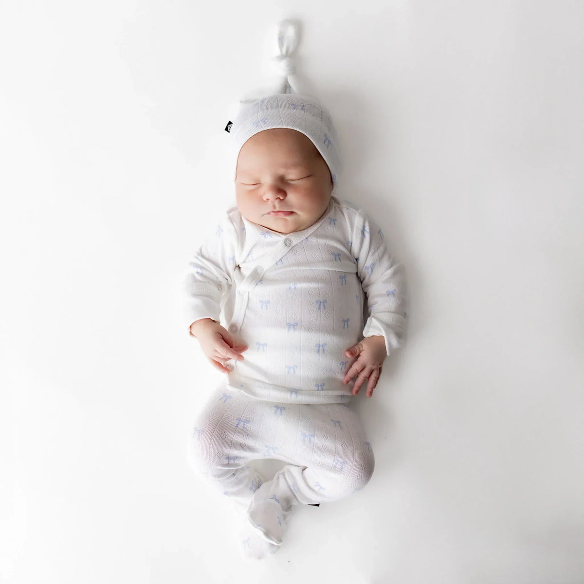 Pointelle Take Me Home Set with Cap in Sweet Blue Bow Main image