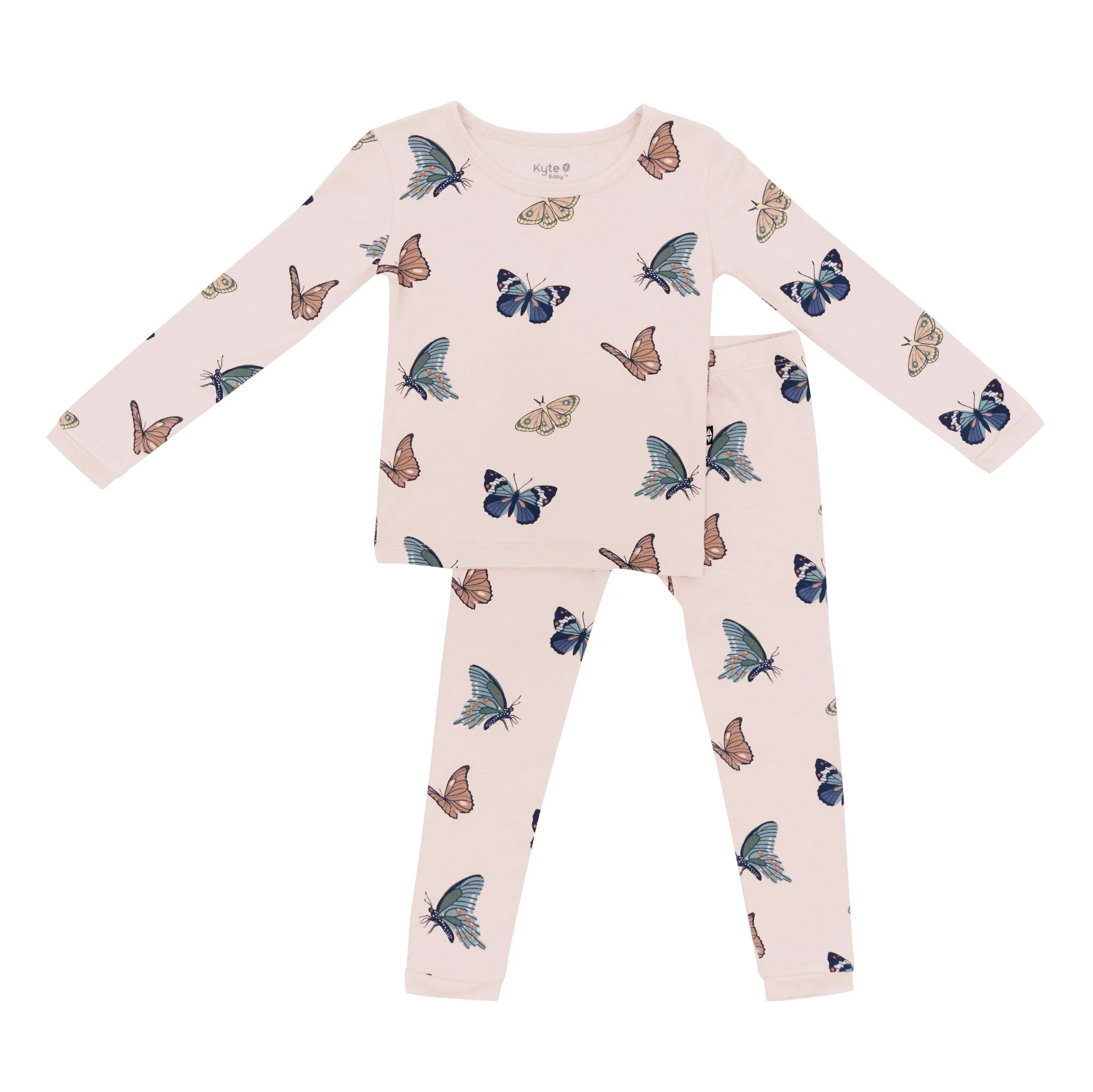 Long Sleeve Pajamas in Blush Butterfly Secondary image