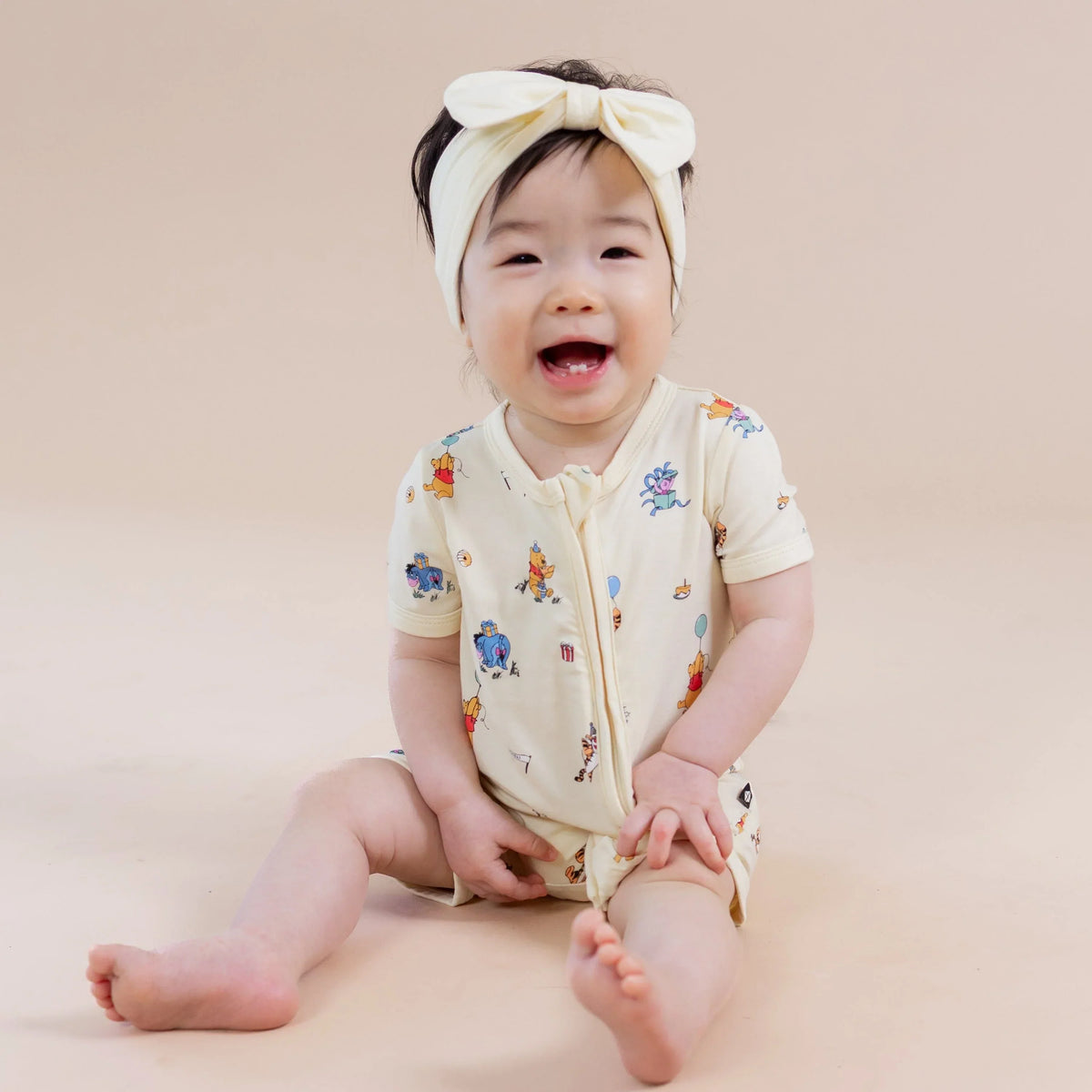 Zipper Shortall Romper in Winnie the Pooh Celebration Main image