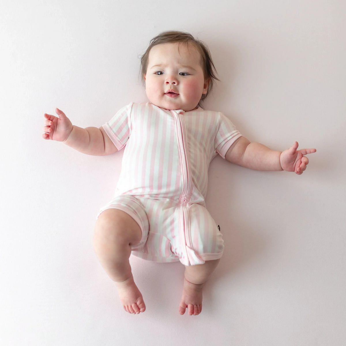 Zipper Shortall Romper in Small Sakura Stripe Main image