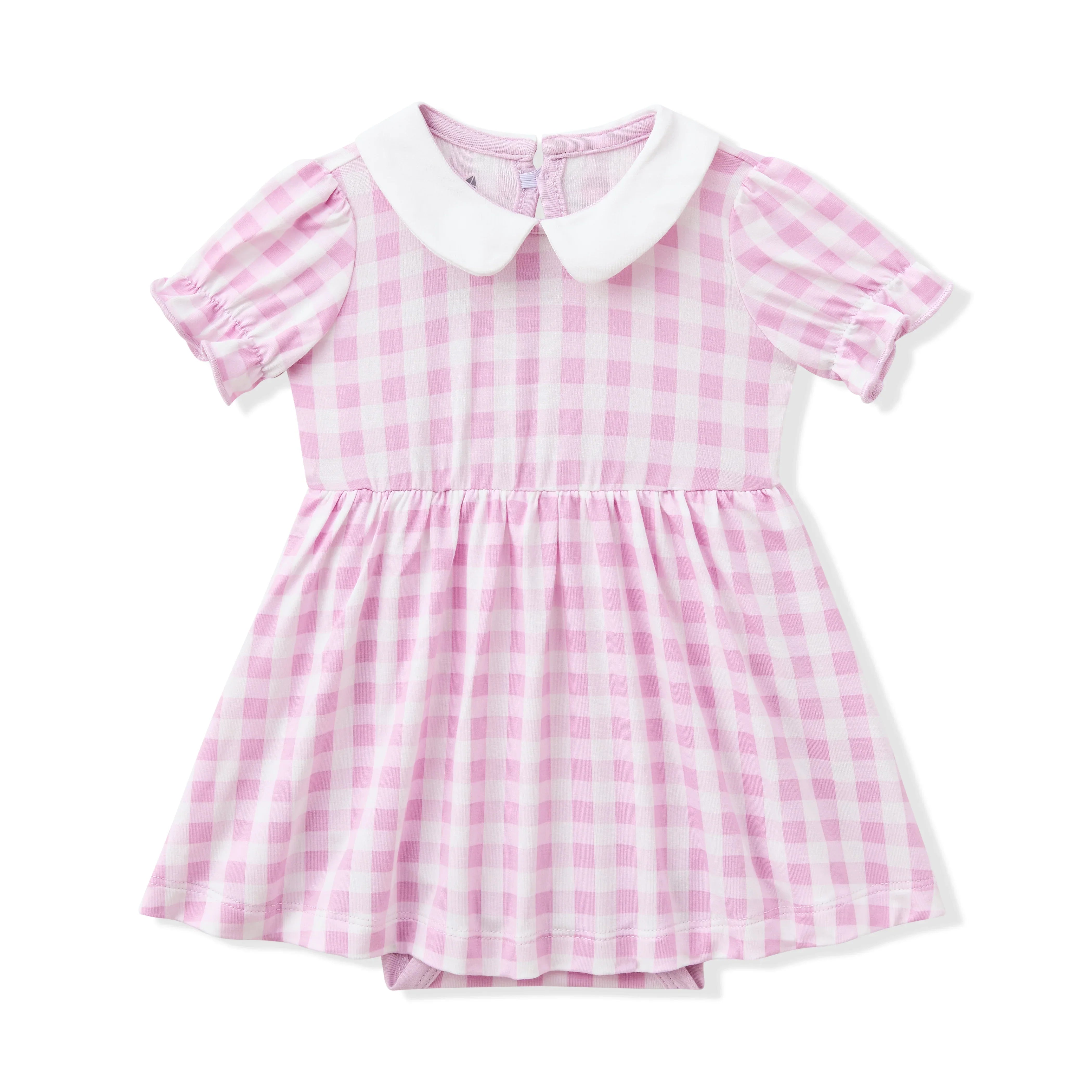 Peter Pan Collar Bodysuit Dress in Gingham Thistle Secondary image