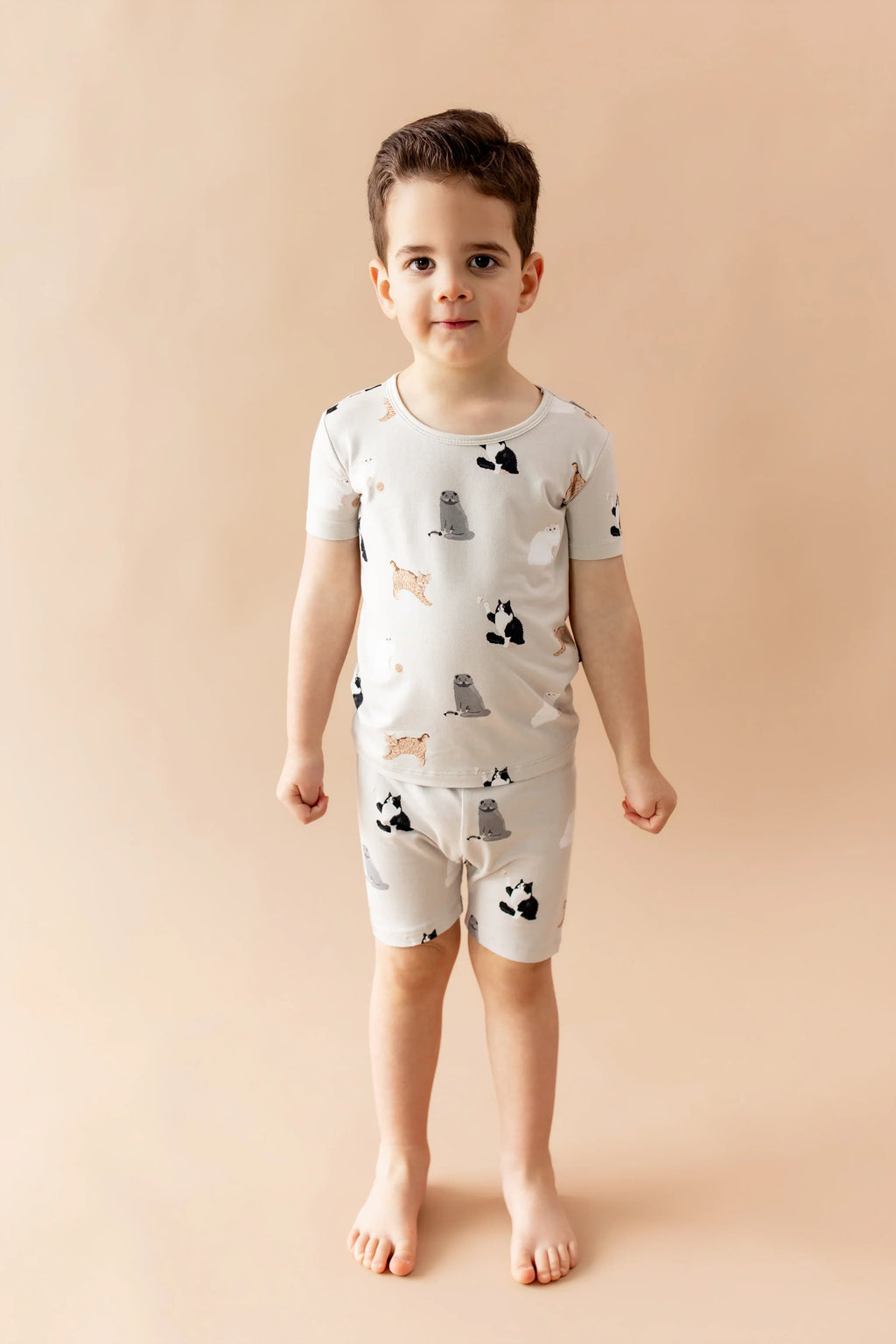 Short Sleeve Pajamas in Fluffy Cat