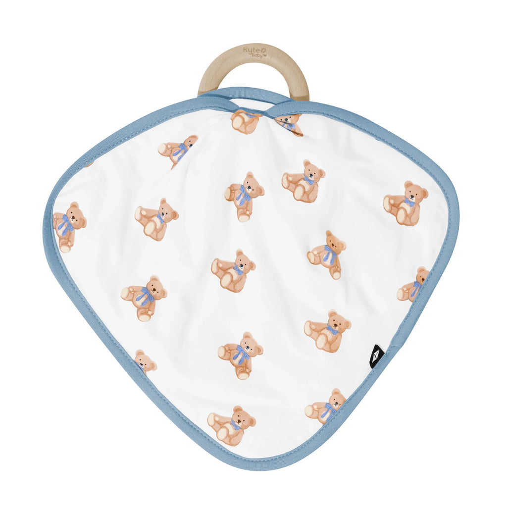 Lovey in Teddy Bear with Removable Wooden Teething Ring