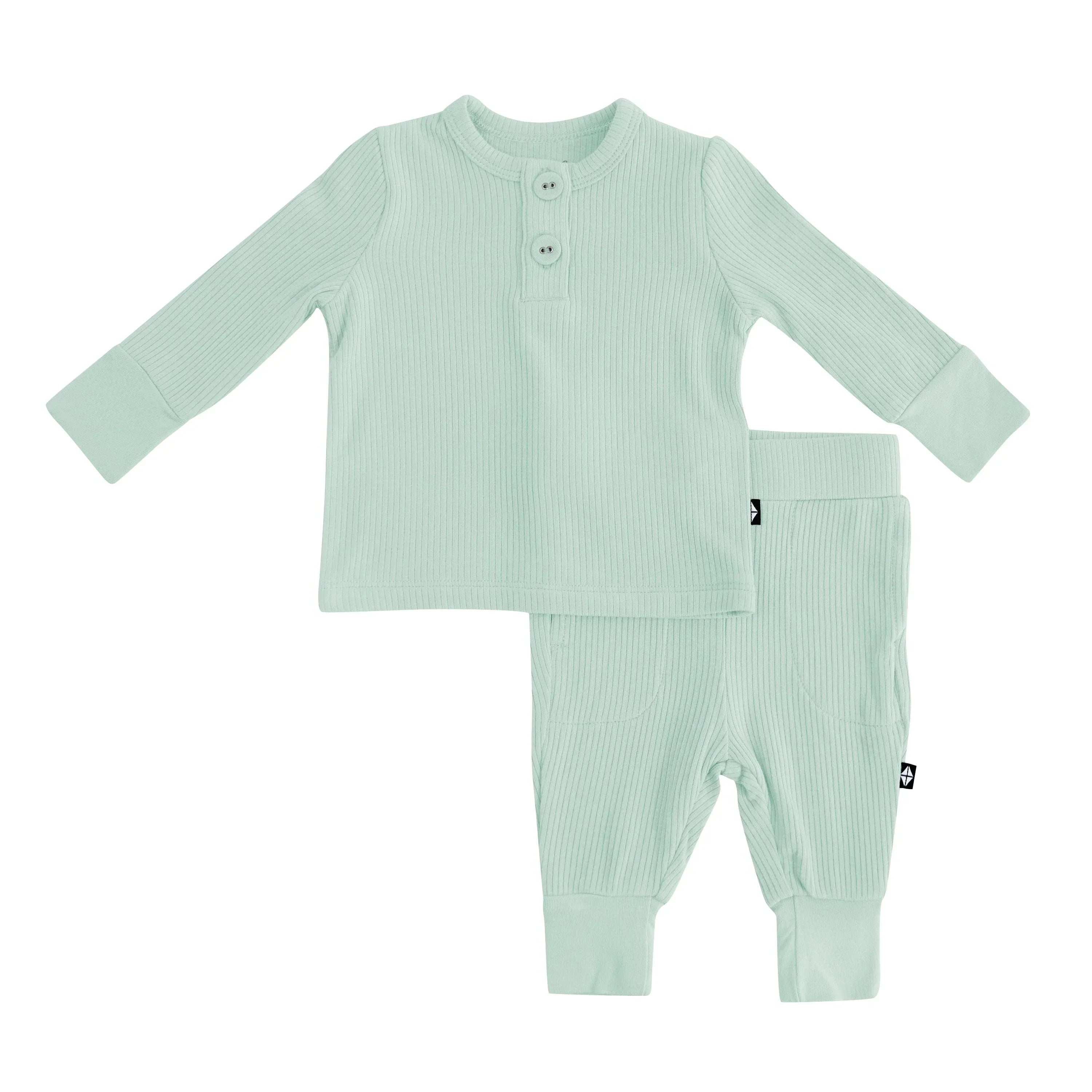 Ribbed Infant Henley Set in Sage Secondary image