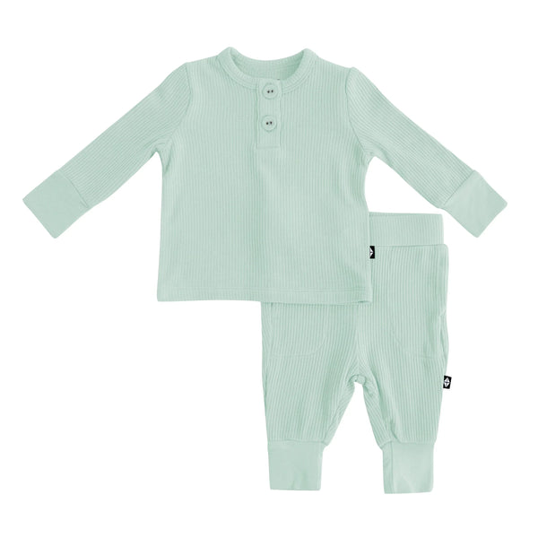 Ribbed Infant Henley Set in Sage