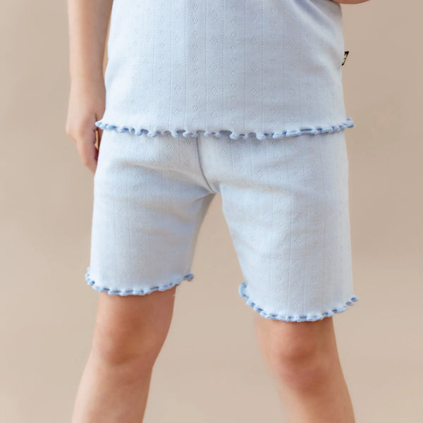 Pointelle Short Sleeve Set in Breeze