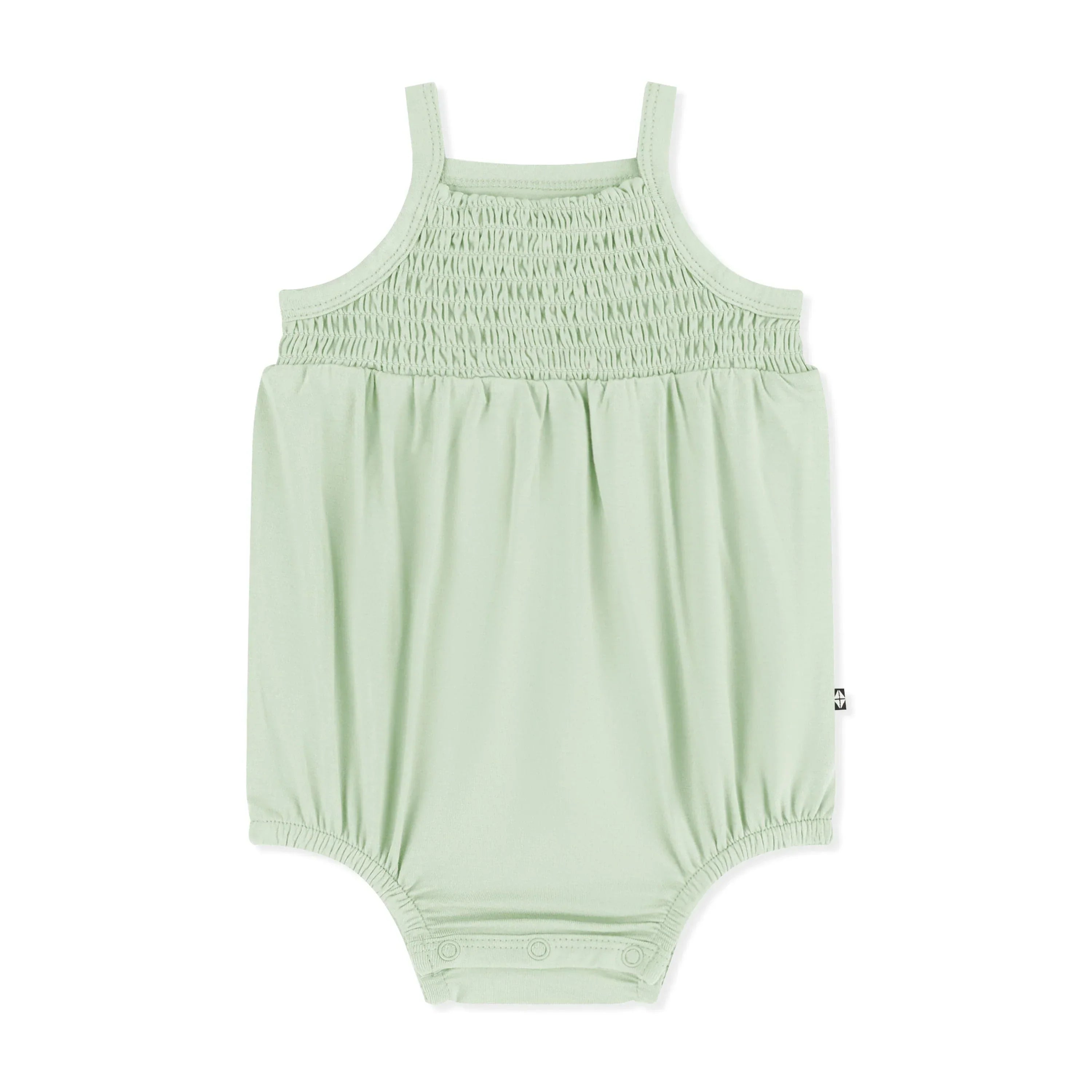 Smocked Bubble Romper in Basil Secondary image