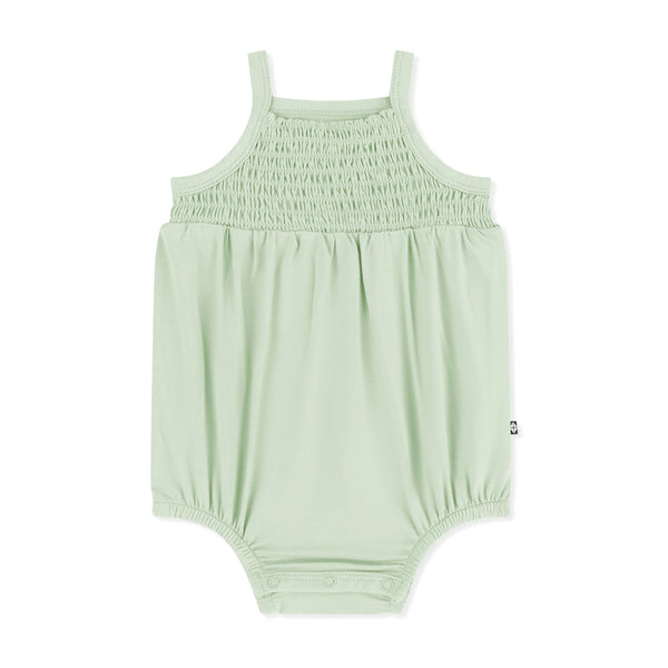 Smocked Bubble Romper in Basil