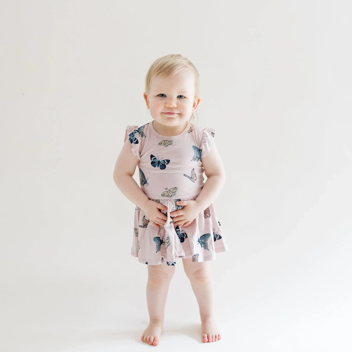 Twirl Bodysuit Dress in Blush Butterfly Main image
