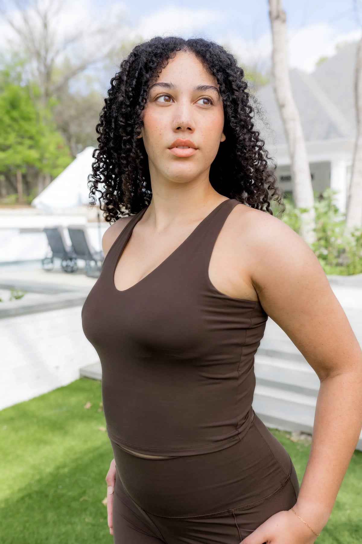 Bamboo Flex Bra Tank in Espresso Main image