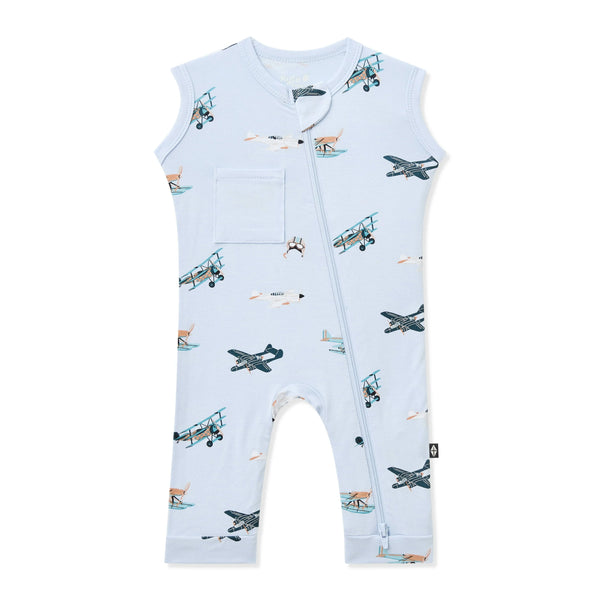 Zippered Sleeveless Romper in Take Off