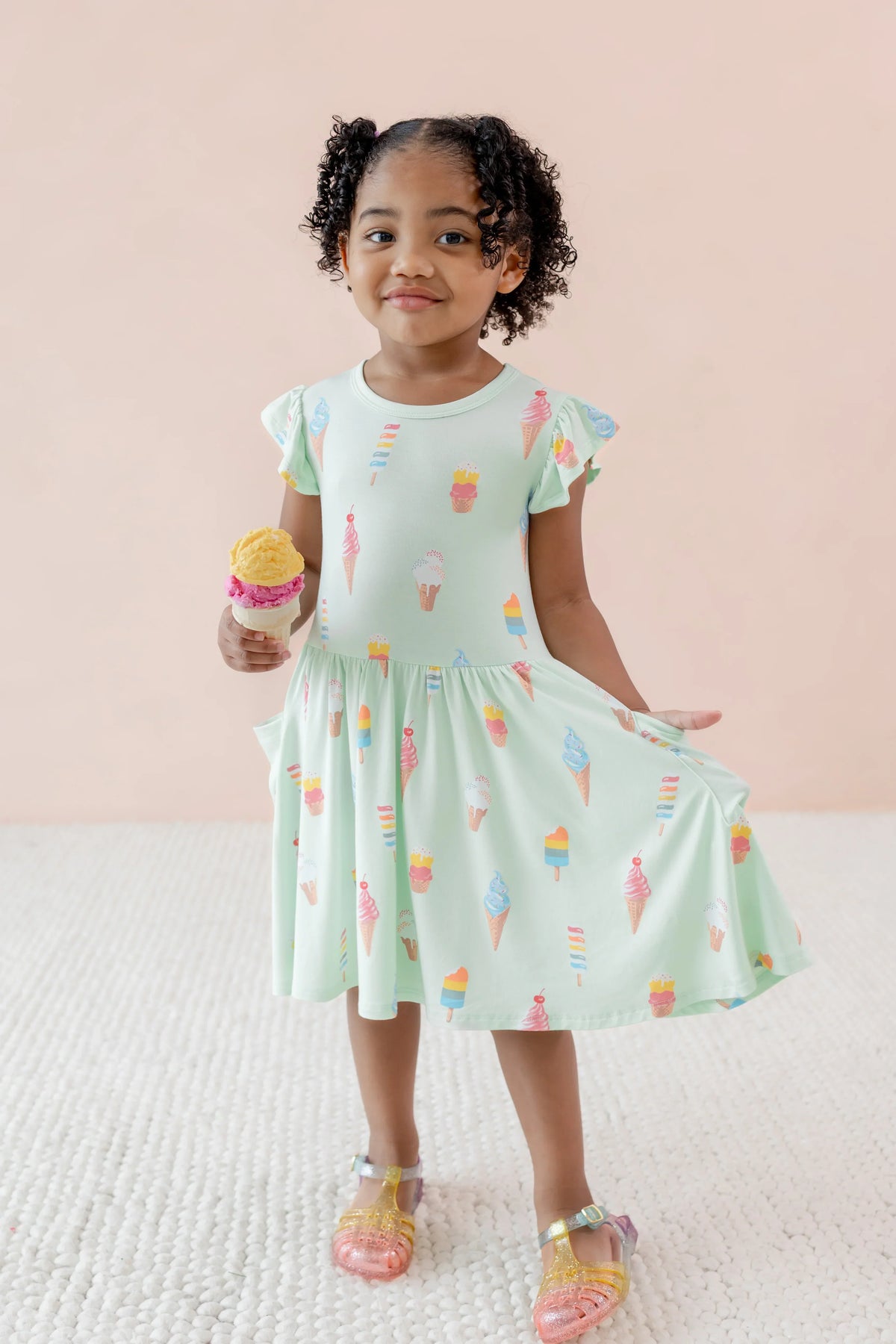 Pocket Dress in Mint Ice Cream Main image
