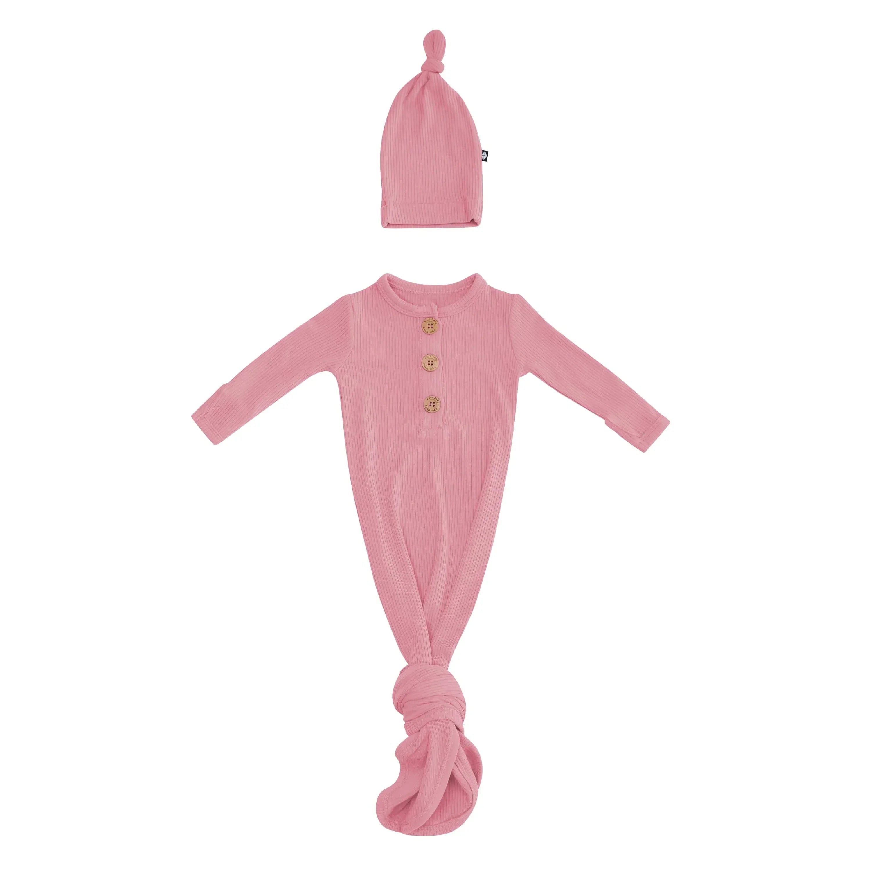 Ribbed Knotted Gown with Hat Set in Apple Blossom Secondary image