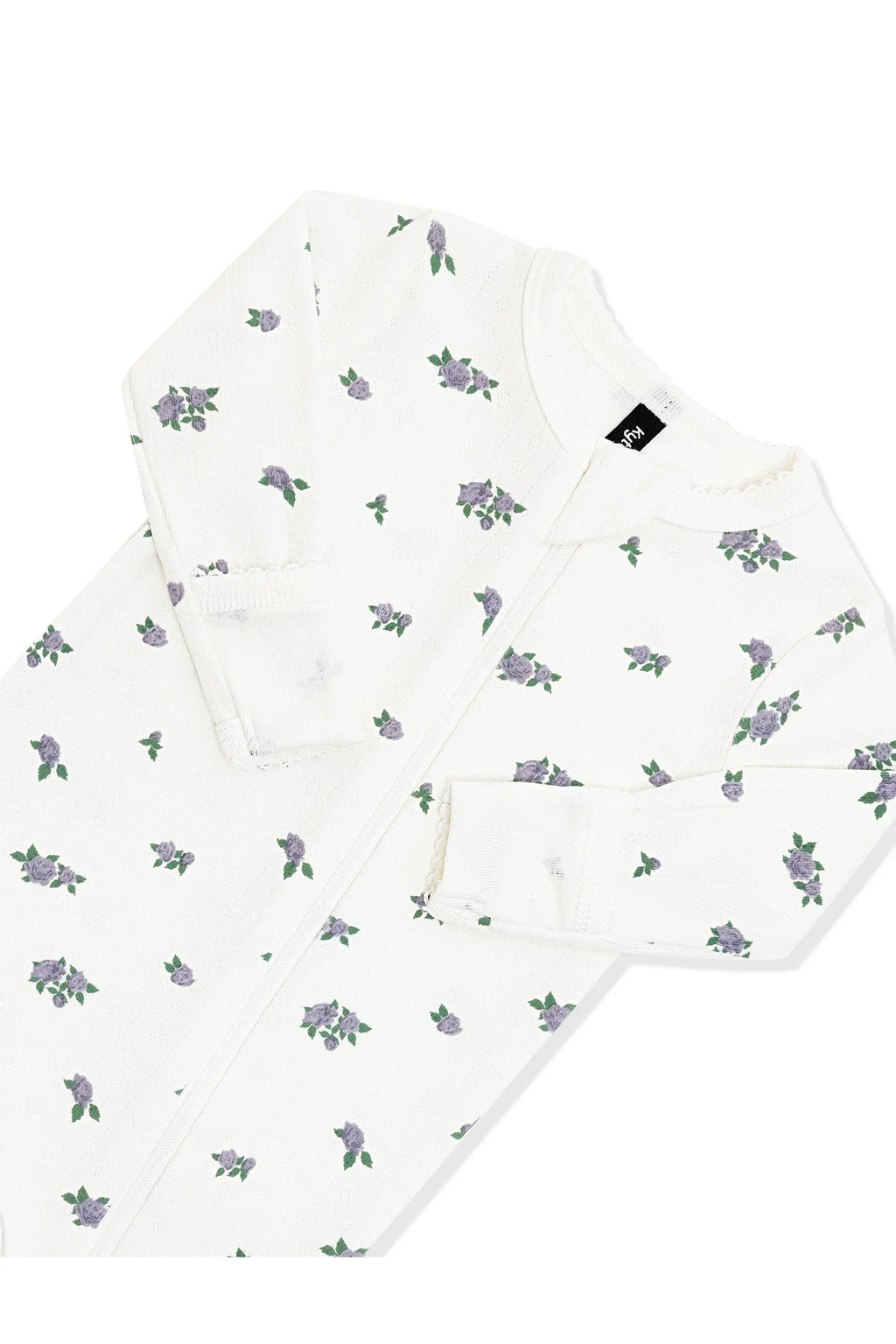 Pointelle Zippered Footie in Spray Rose